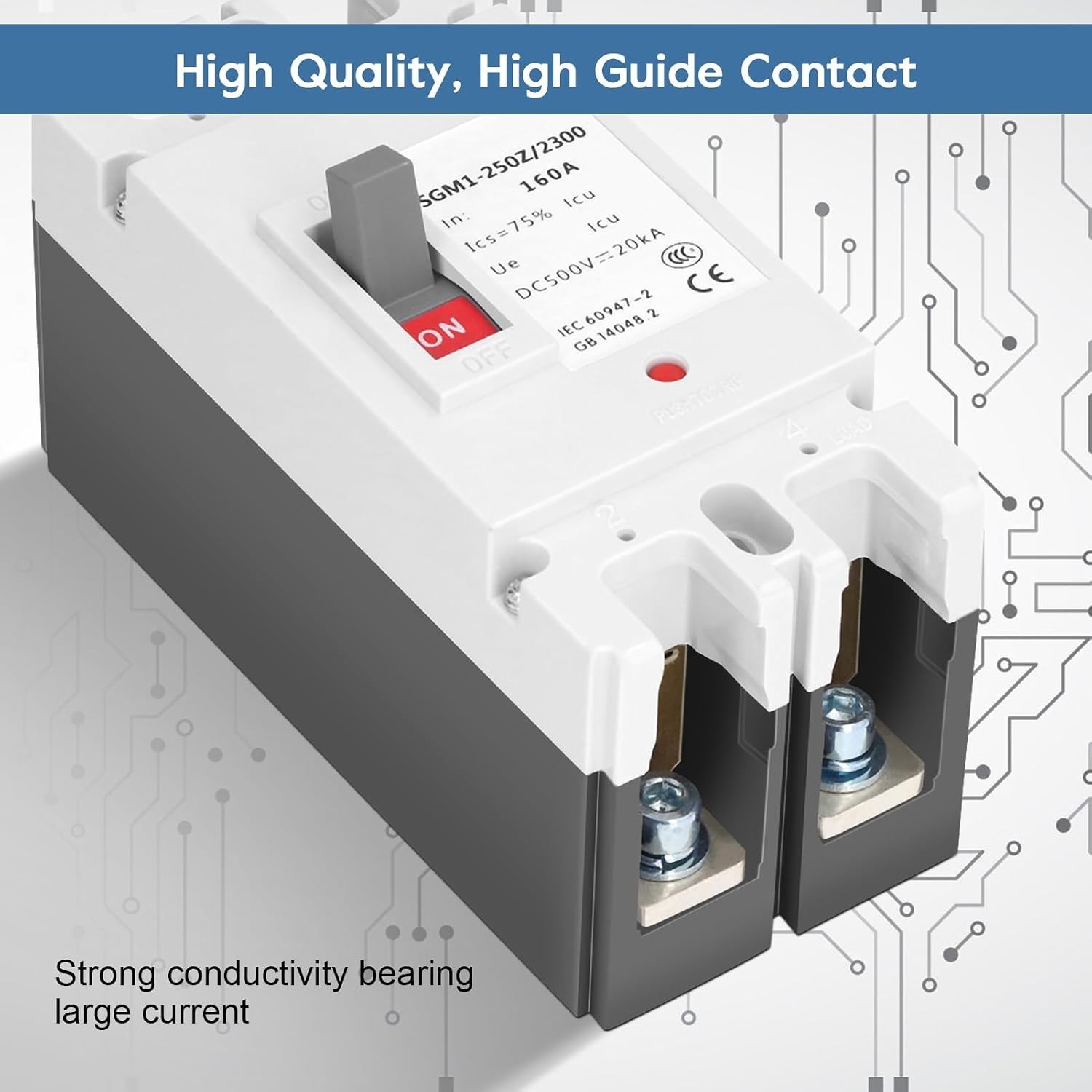 DC Circuit Breaker 500V 160A Panel Mount 2-Pole Overload Protection