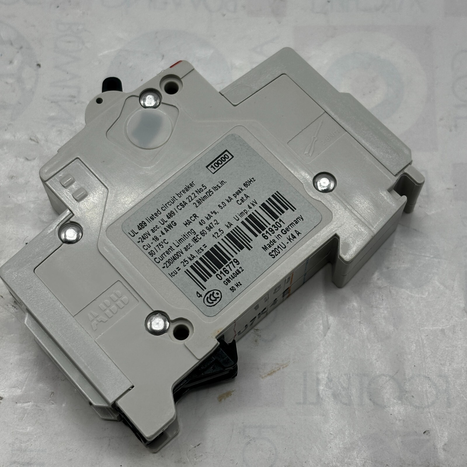 ABB S 201 U K 4 A MINIATURE CIRCUIT BREAKER 1 POLE 240V 50/60HZ S201UK4A ⭐