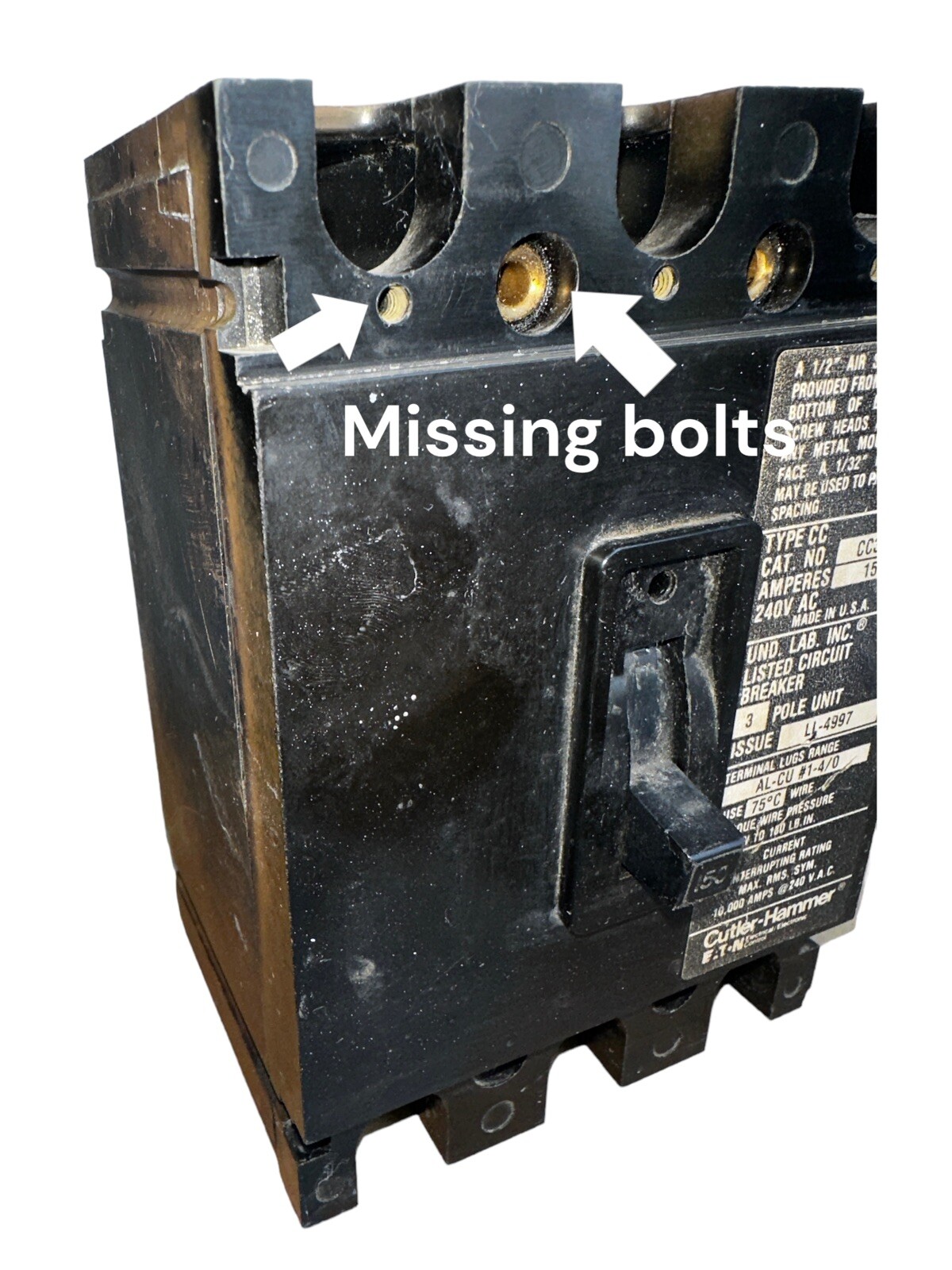 Eaton CC3150 Circuit Breaker 150A 3-Pole 240V Type CC Tenant Main