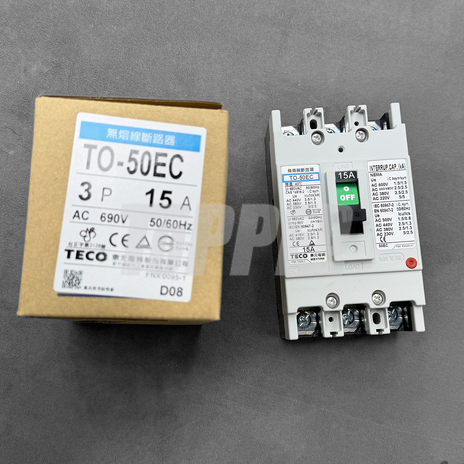 TO-50EC 3P 15A Fusion-free Circuit Breaker for TECO
