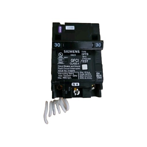 Siemens Q230GF 30 Amp Double Pole 240V Pigtail-Neutral GFCI Ground Fault Circuit