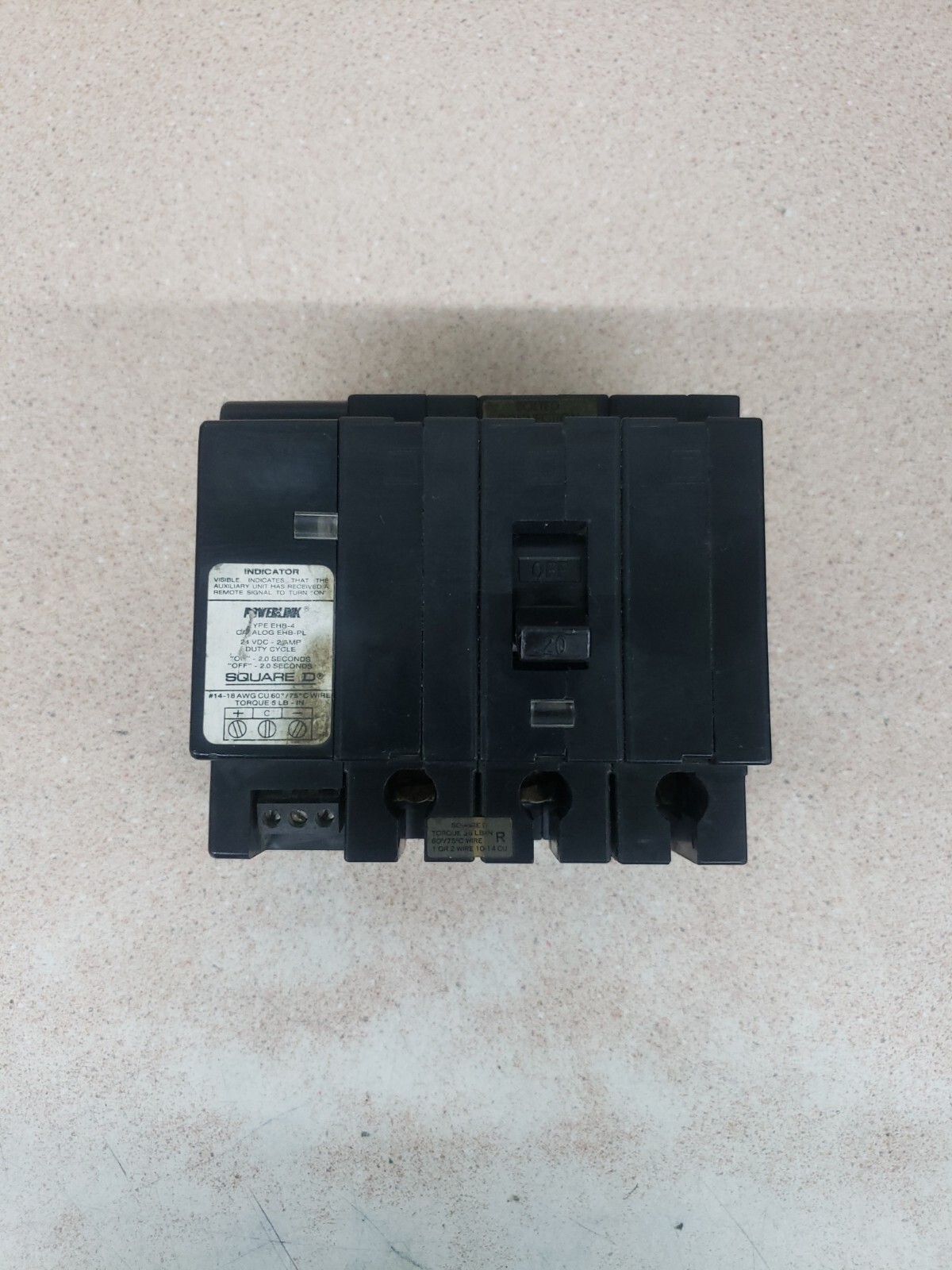 Square D EHB34020PL 3P 20A 480Y/277V Remote TYPE EHB-4 Circuit Breaker