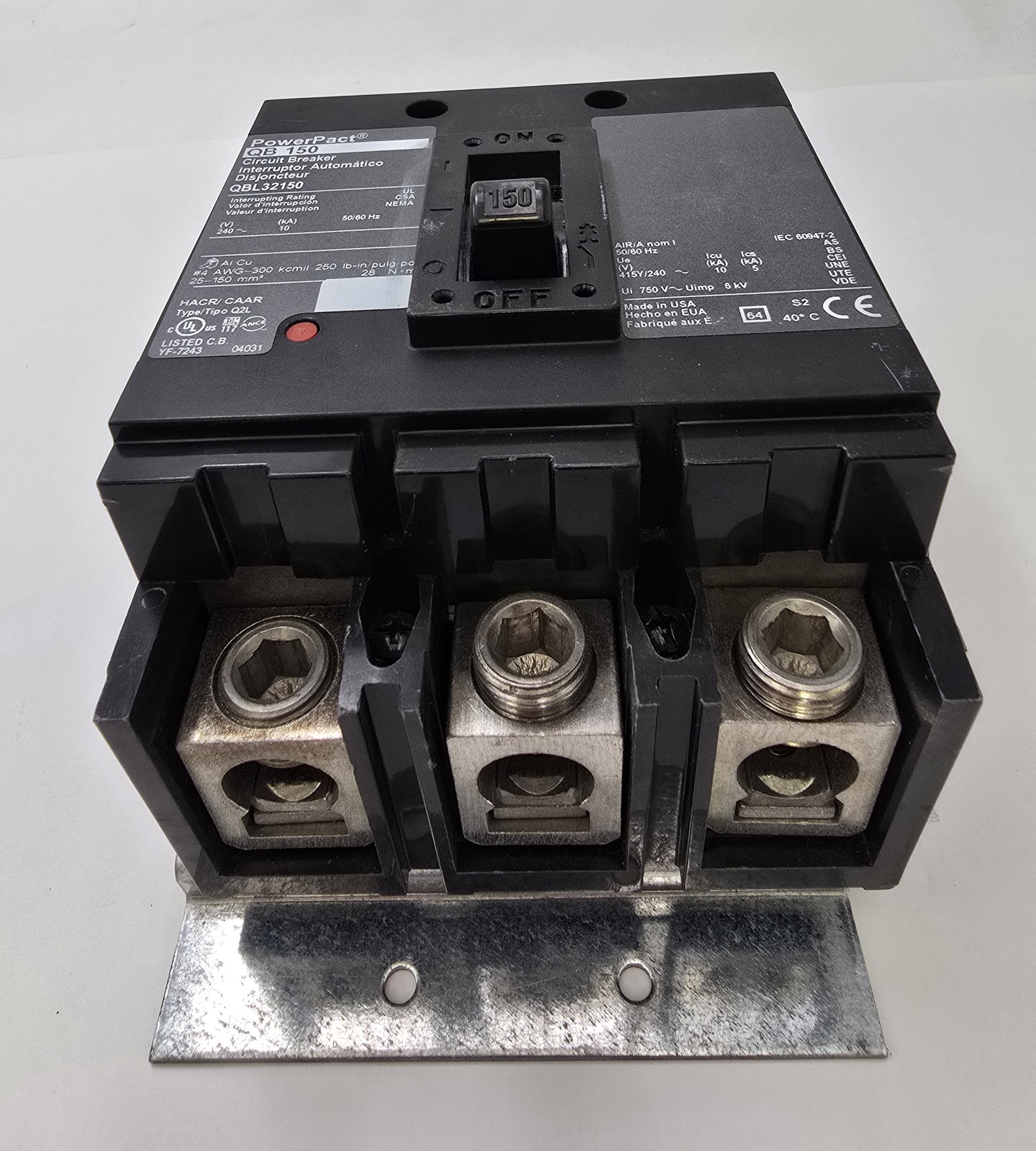 Square D QBL32150 Bolt-On Circuit Breaker 150A 3P 240V 10KA QB150