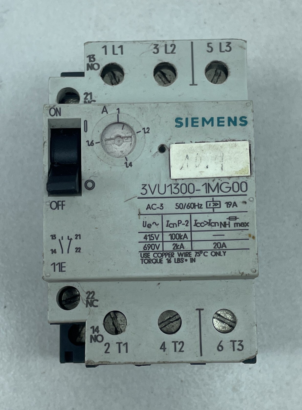 SIEMENS 3VU1300-1MG00 Motor Protector Circuit Breaker VDE 0660 IEC 157-1 IEC 292