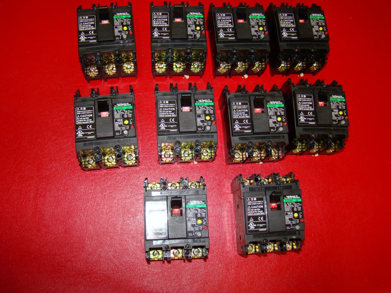 FUJI ELECTRIC FA E.L CIRCUIT BREAKER EG33AC 5A 10A 30A 40A 50A 100/200VAC 3 Pole