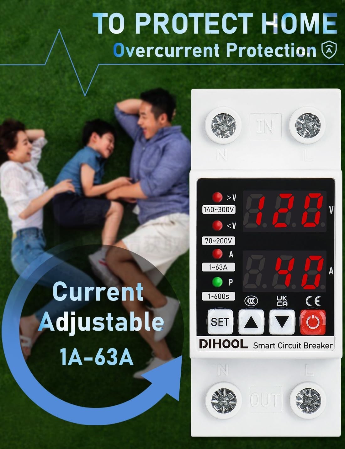 Adjustable Voltage Protector 0V-220V 63A Overcurrent Overvoltage Undervoltage…