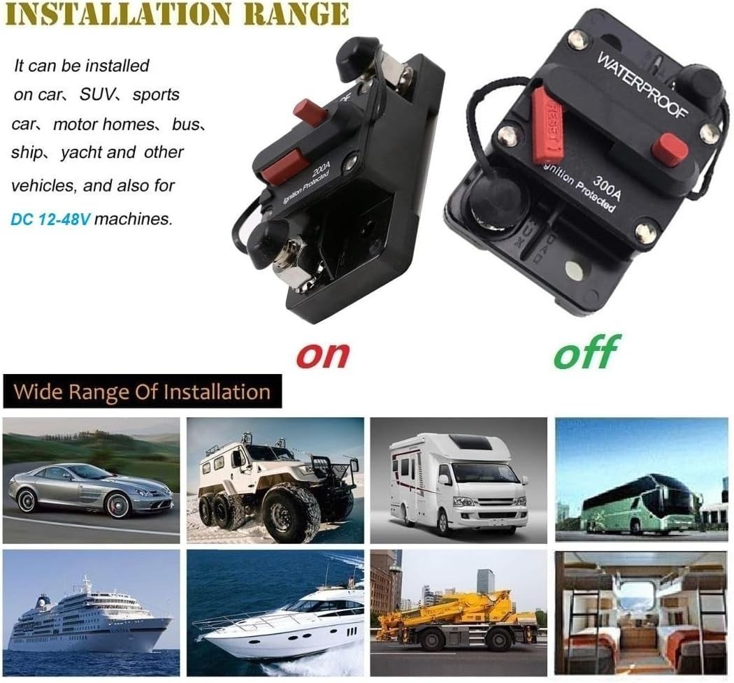 300 Amp Circuit Breaker 30A- with Manual Reset Waterproof Inline Fuse Inverte…