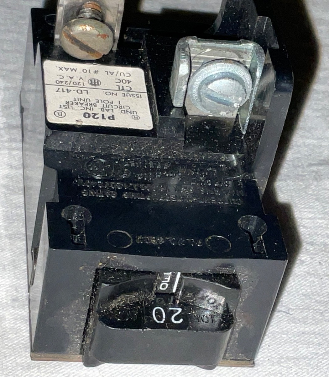 Bulldog Pushmatic Circuit Breaker P120 20 Amp 1 Pole 120/240V Electric