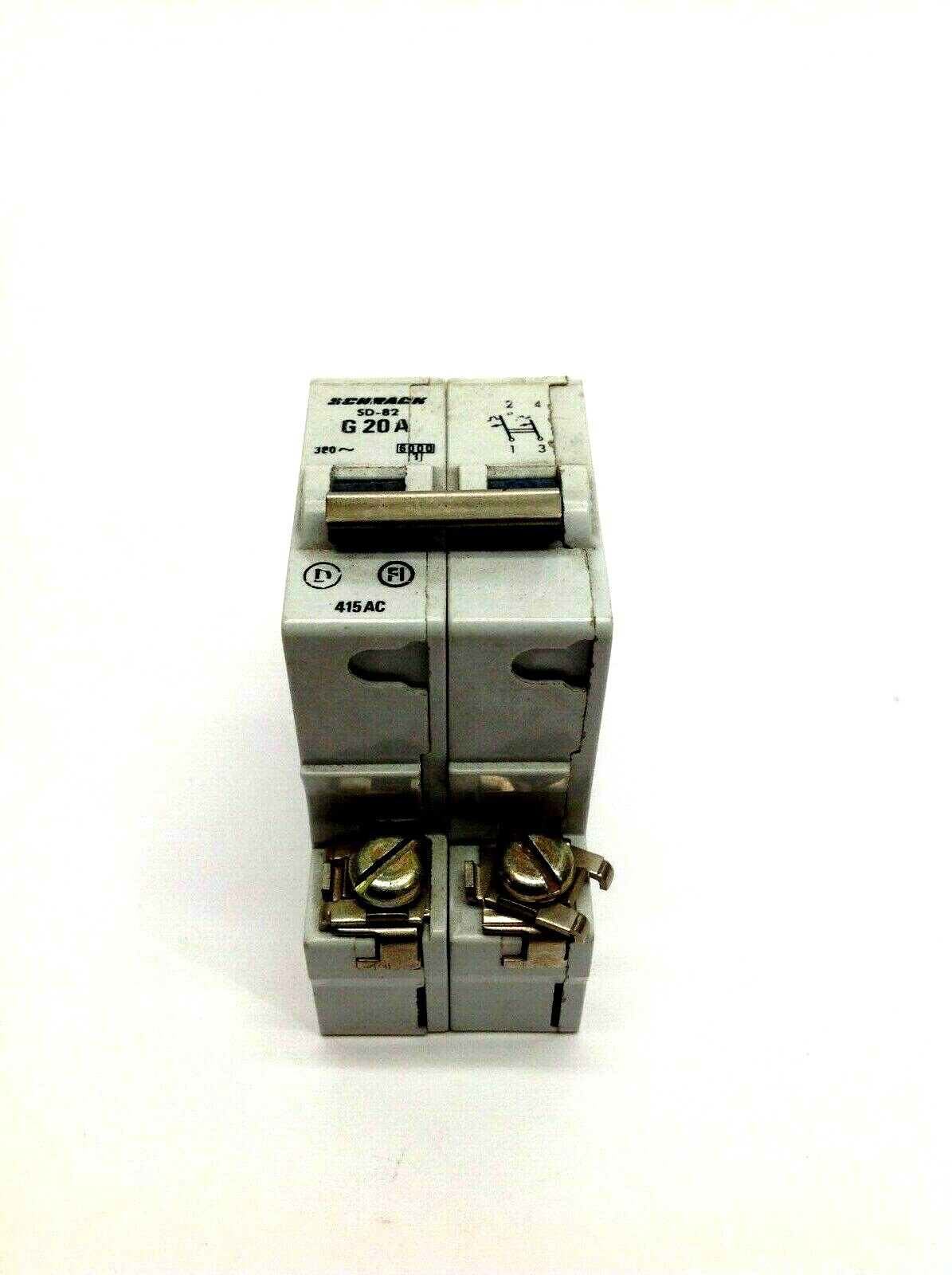 Schrack SD-82 G 20A 2 Pole Din Rail Circuit Breaker 415 VAC