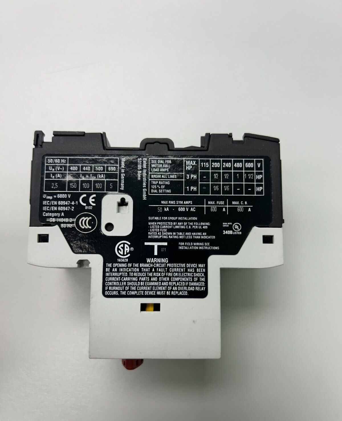 EATON XTPB2P5BC1 MANUAL MOTOR CONTROL, PROTECTIVE CIRCUIT BREAKER