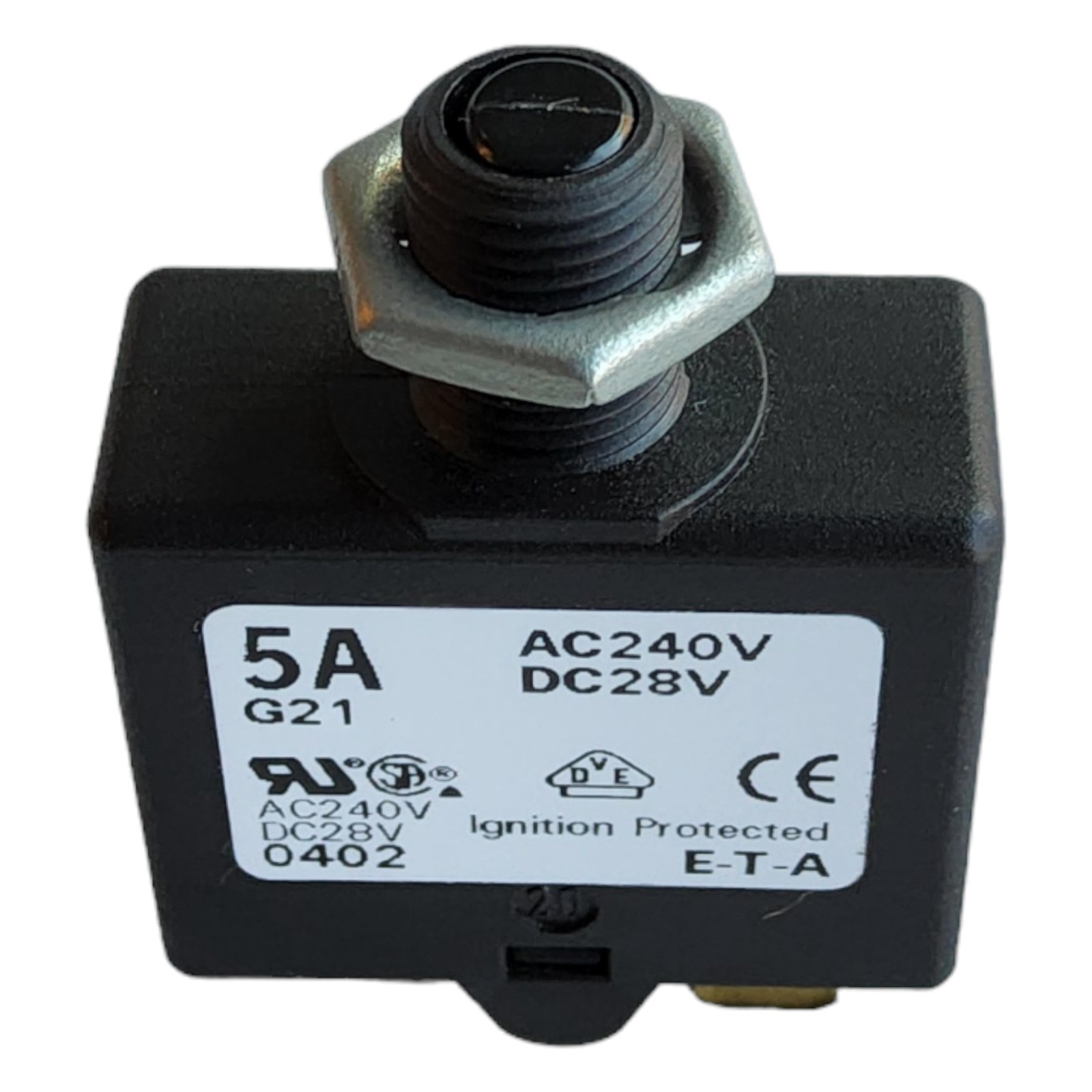 Circuit Breaker 1658-G21-01-P10-5A Thermal Push 5A 1 Pole 240V 28V Panel