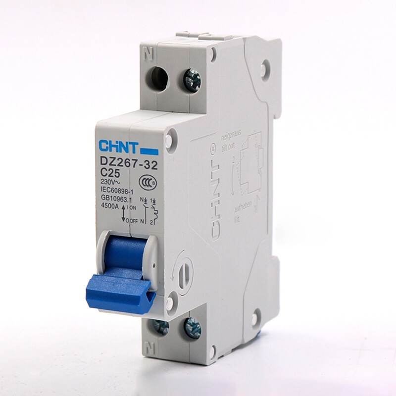 MCB Circuit Breaker Air Switch 10A 16A 20A 25A 32Amp 1Pole+N Fuse Trip Switch