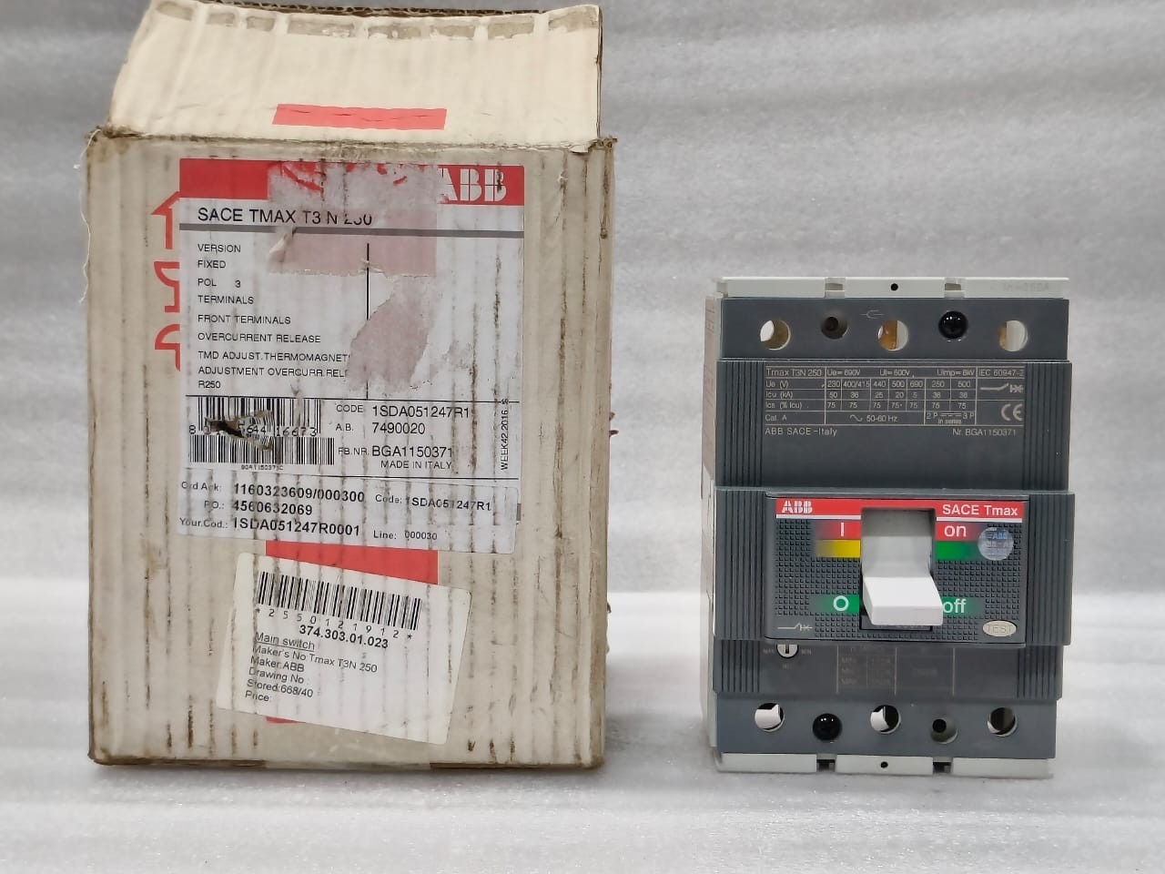 ABB SACE TMAX T3 N 250 250AMP 3POLE MOULDED CASE CIRCUIT BREAKER FAST SHIPPING