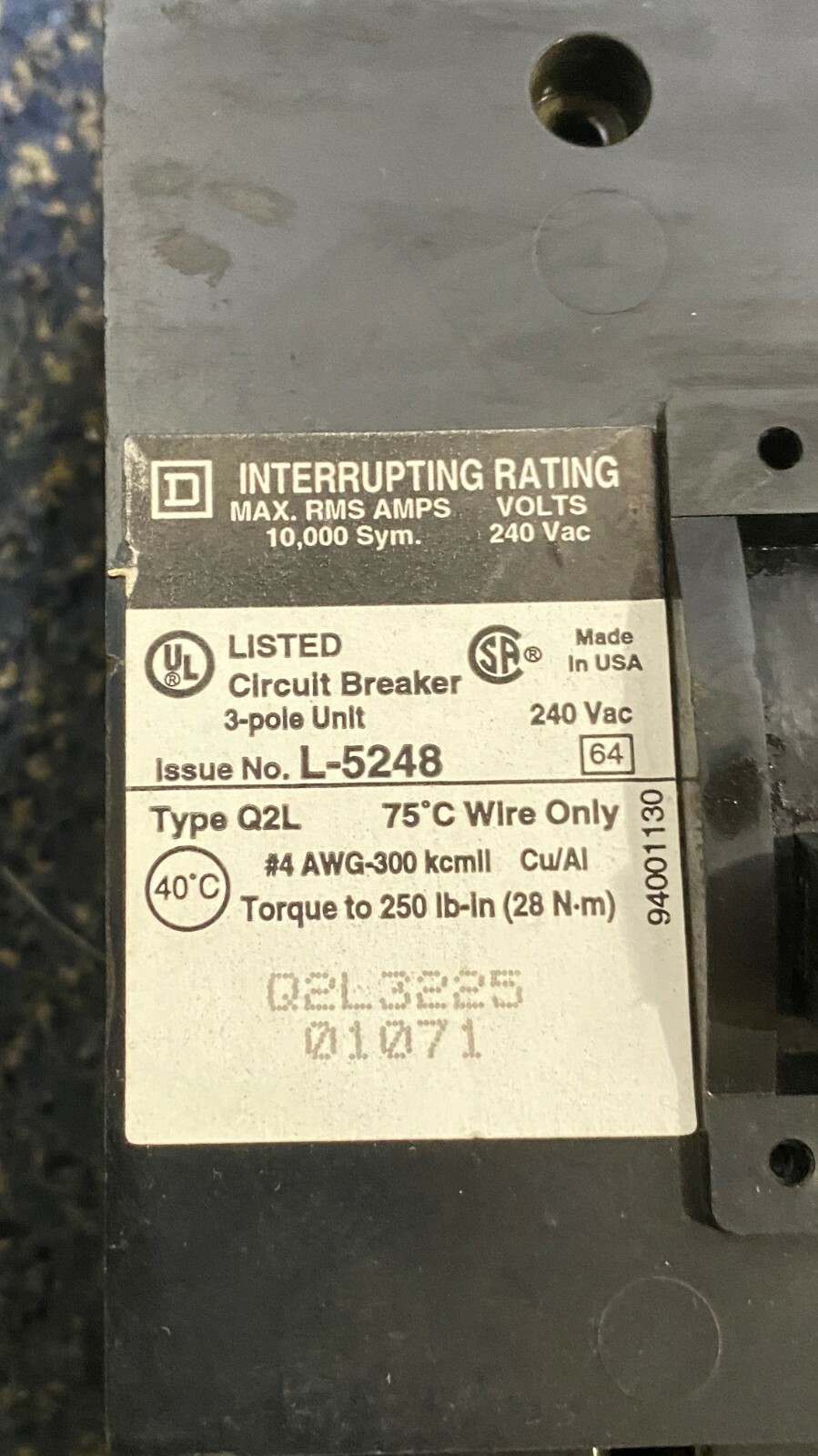 New Takeout Q2L3225 (225 Amp/ 240 Volt) 5 In Stock