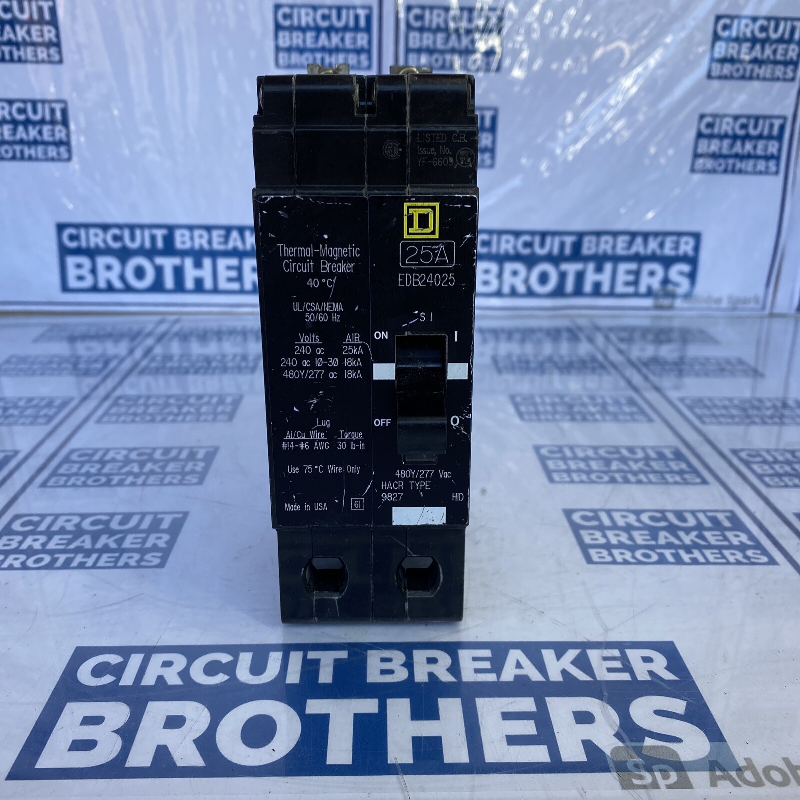 Square D EDB24025 2 Pole 25 Amp 480V Circuit Breaker (Small Chip)- Warranty