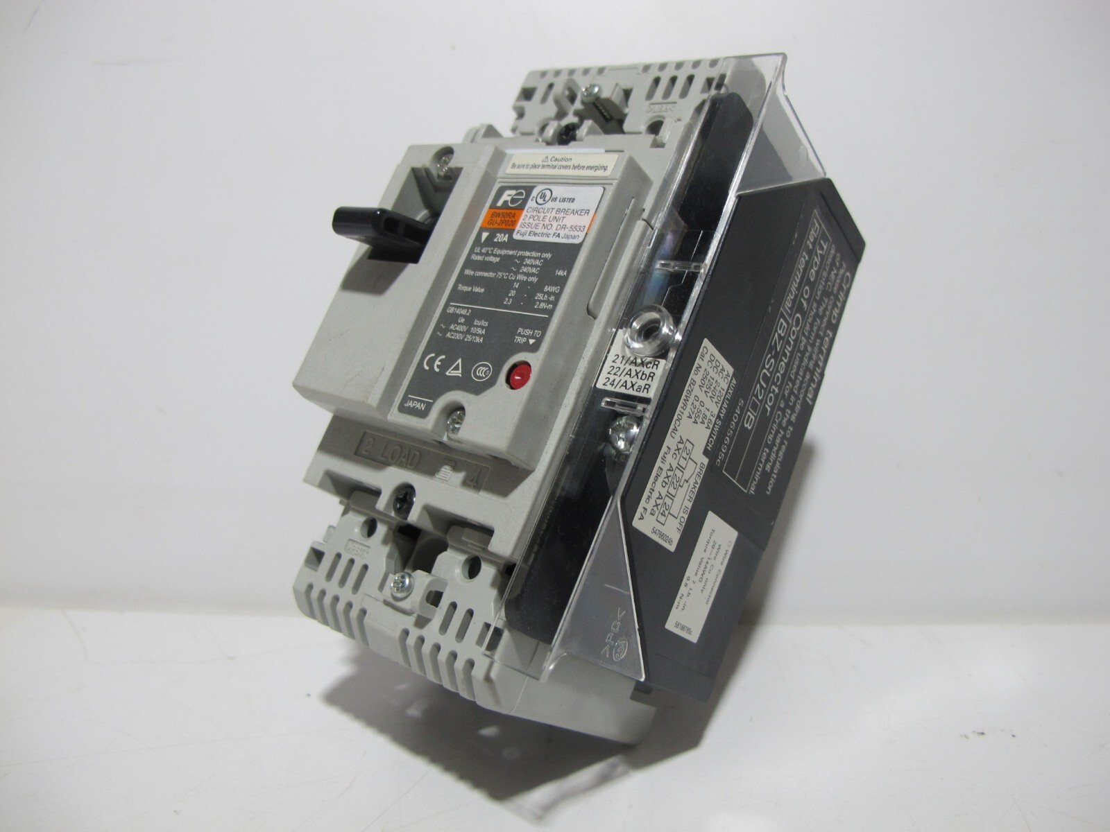 Fuji Electric BW50RAGU-2P020 20 Amp Auto Breaker 2-Pole 20A 690VAC 250VDC BW50RA