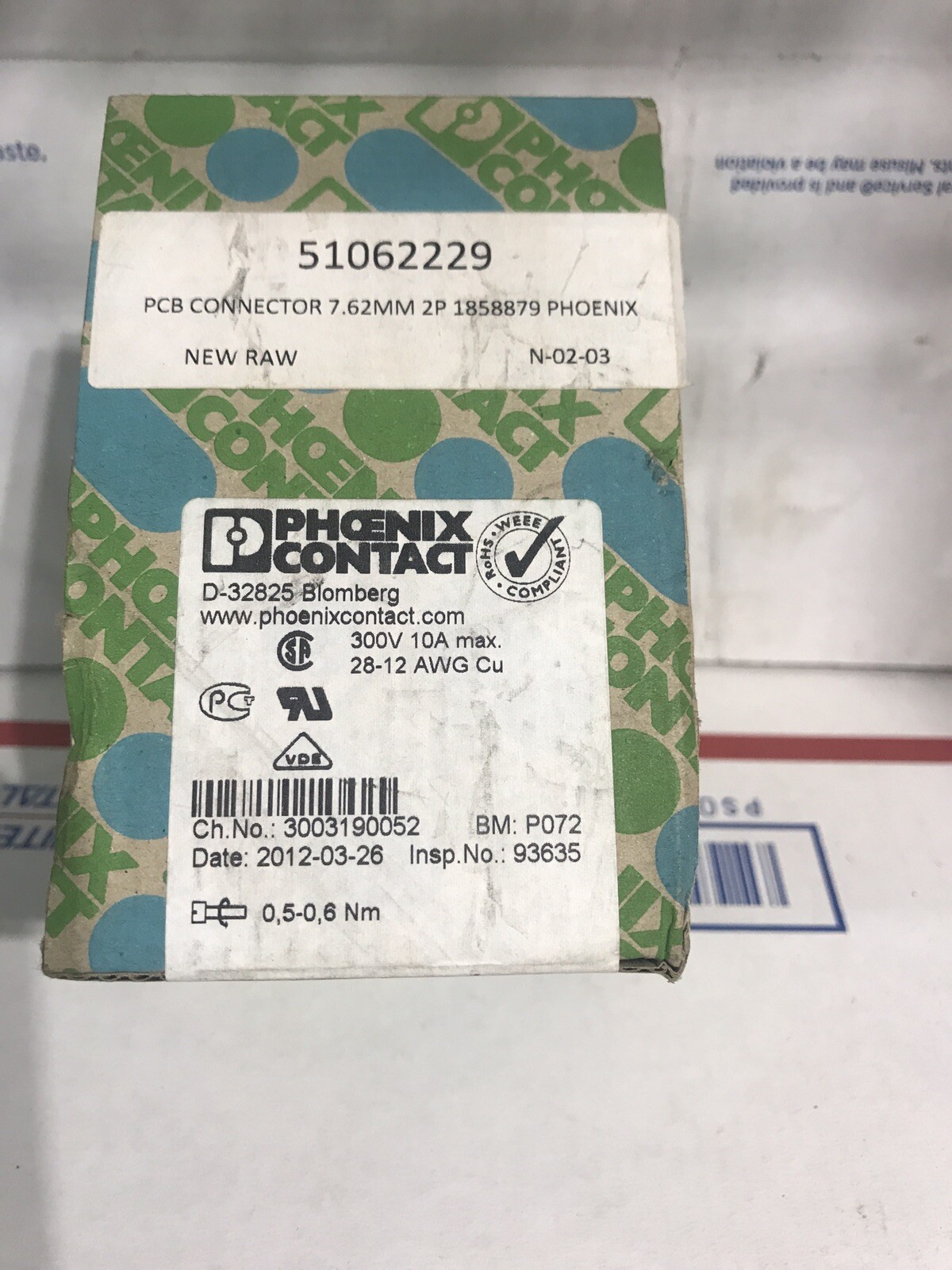 phoenix contact 28-12 AWG 2,5 2-STF-7,62 300V 10A PCB CONNECTOR 7.62MM