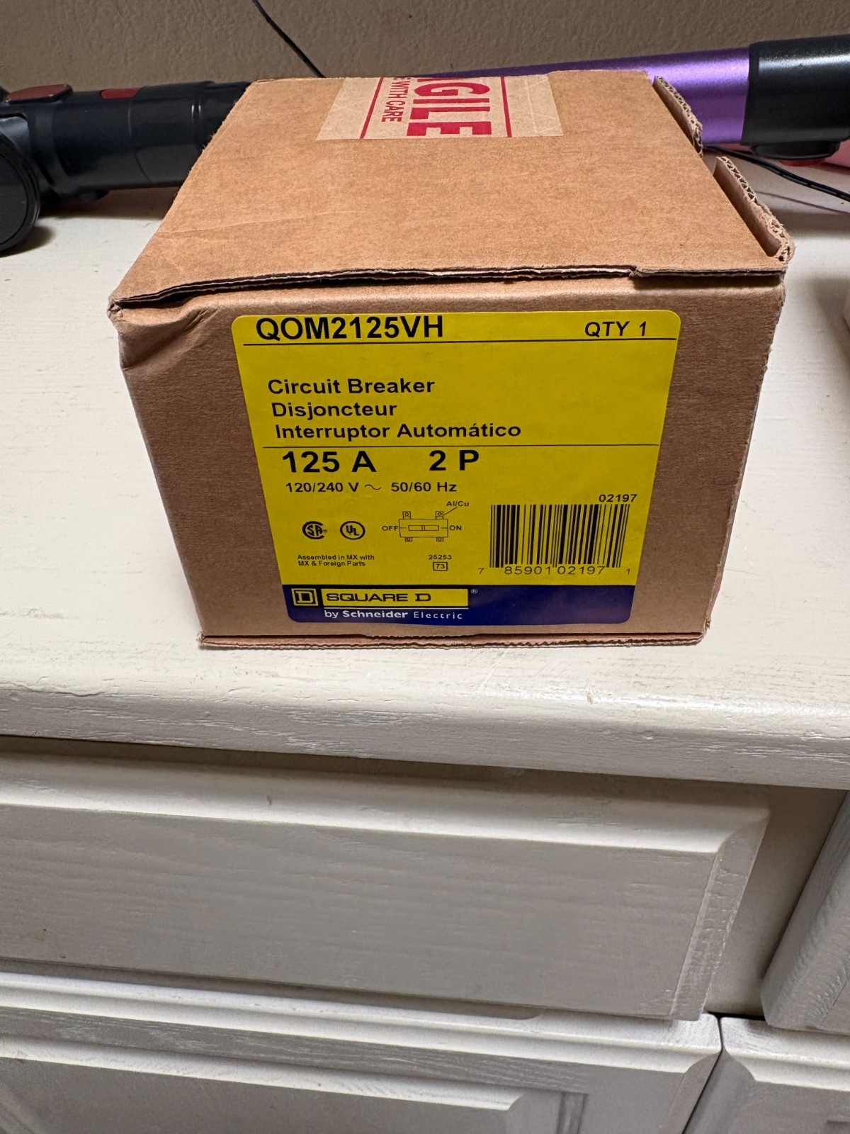 Square D QOM2125VH 125 Amp 2Pole 120/240V Main Circuit Breaker NEW IN BOX