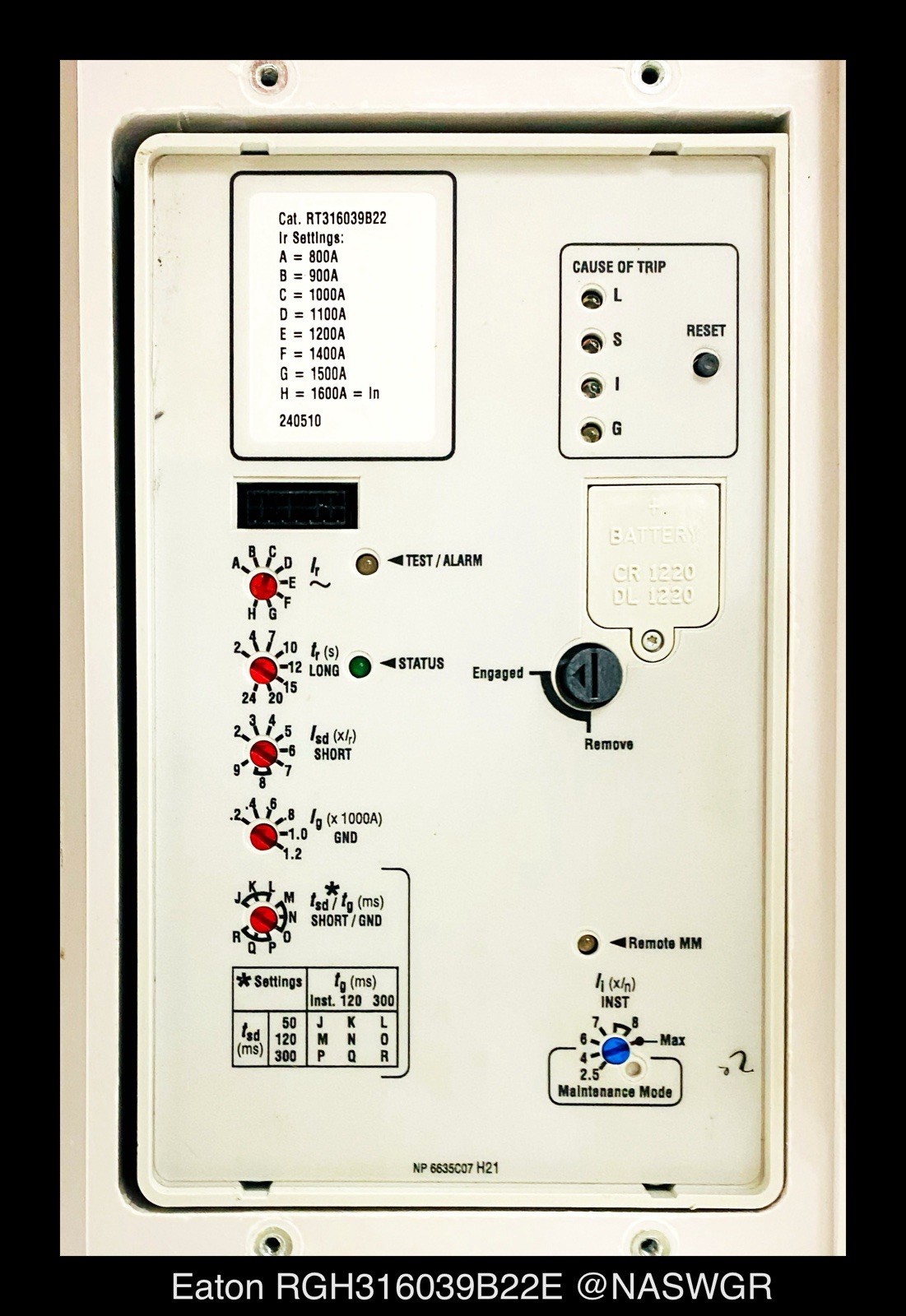 Eaton RGH316039B22E Molded Case Circuit Breaker – 1600 Amp – Unused/Warranty