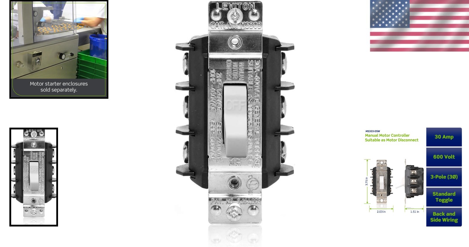 Reliable AC Manual Controller, 30A, Toggle Switch