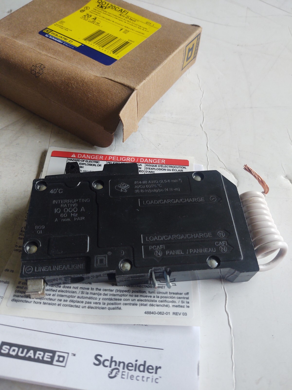 SQUARE D # QO120CAFI / CIRCUIT BREAKER and COMBINATION ARC-FAULT CIRCUIT.