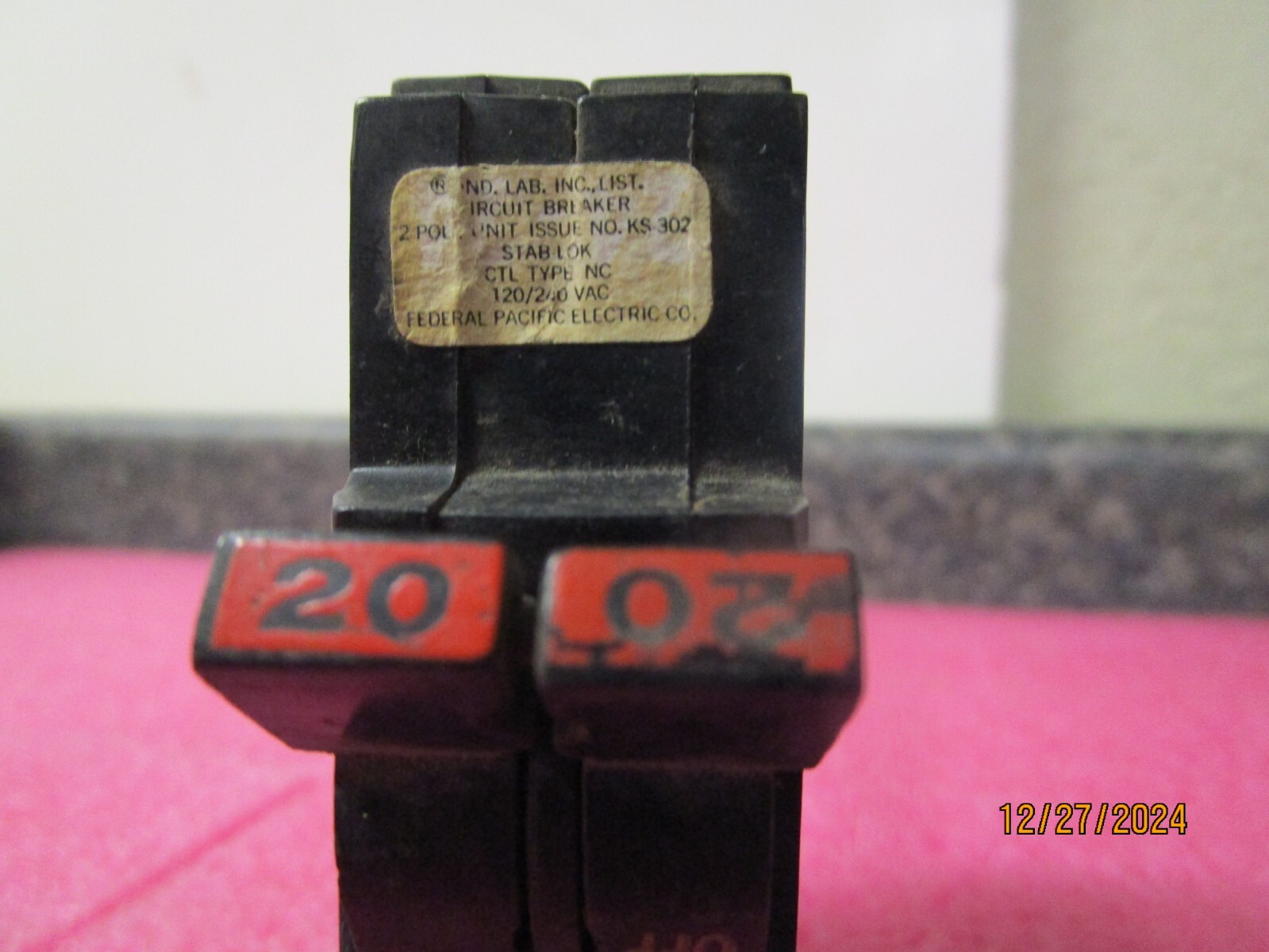 FPE Federal Pacific 20 Amp 2 Pole NC220 Stab-Lok Breaker Mini THIN NC