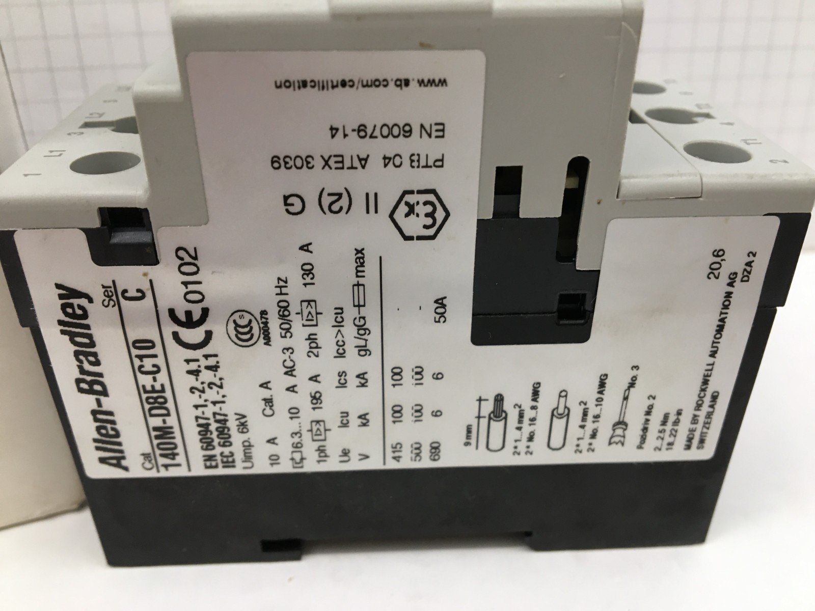 New Allen Bradley 140M-D8E-C10 Ser. C Motor Circuit Breaker 6.3-10A