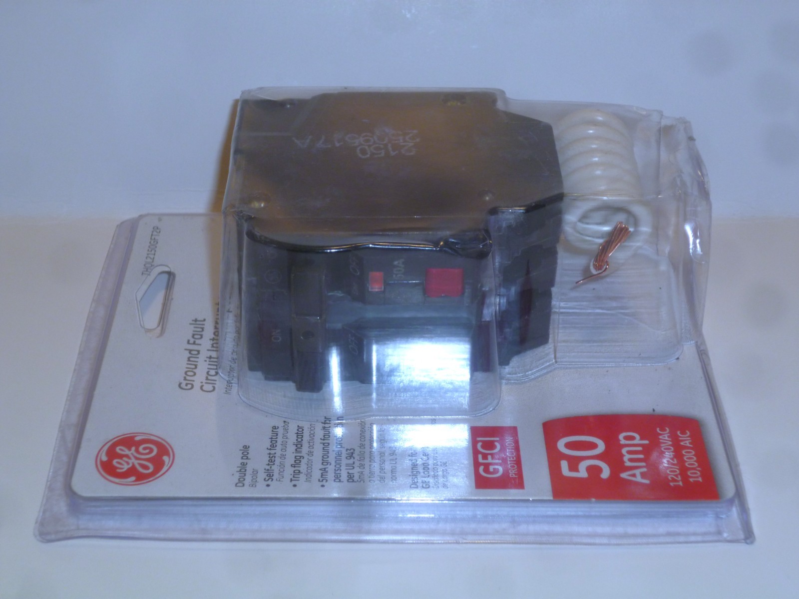 GE 50 Amp 240V Double Pole Ground Fault Breaker with Self-Test THQL2150GFT2P