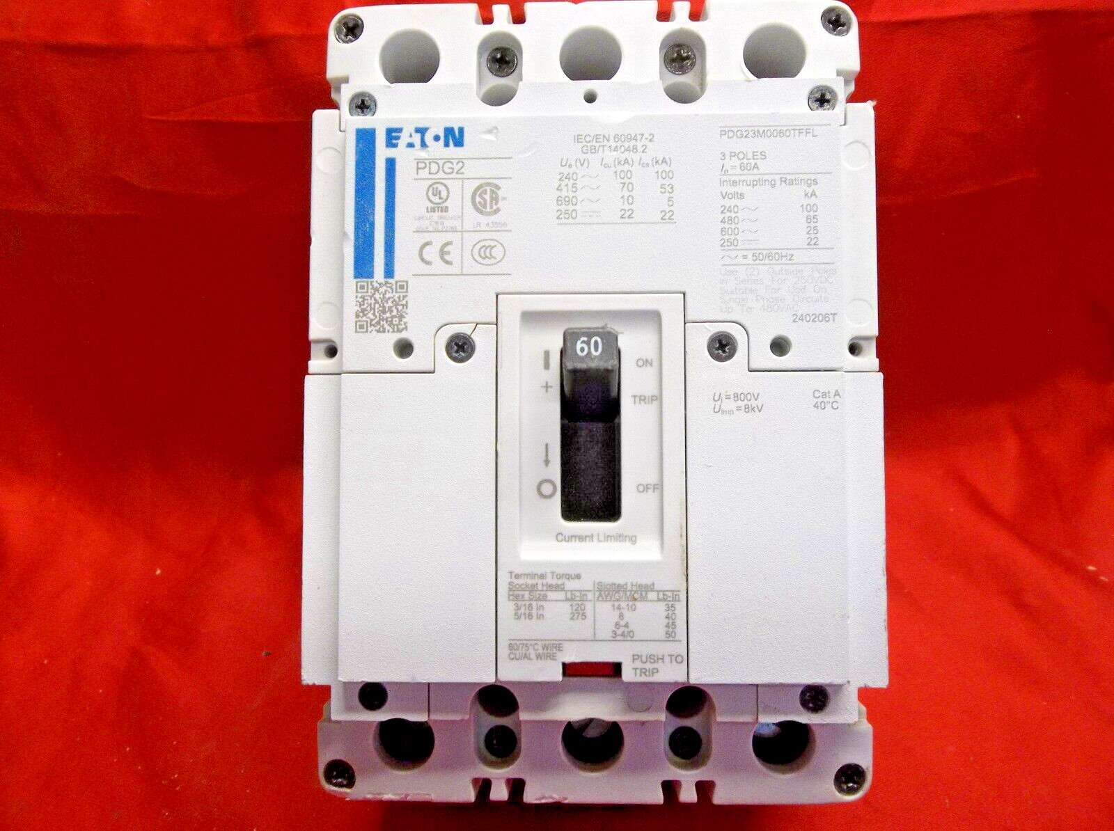 EATON PDG23M0060TFFL circuit breaker 315E6