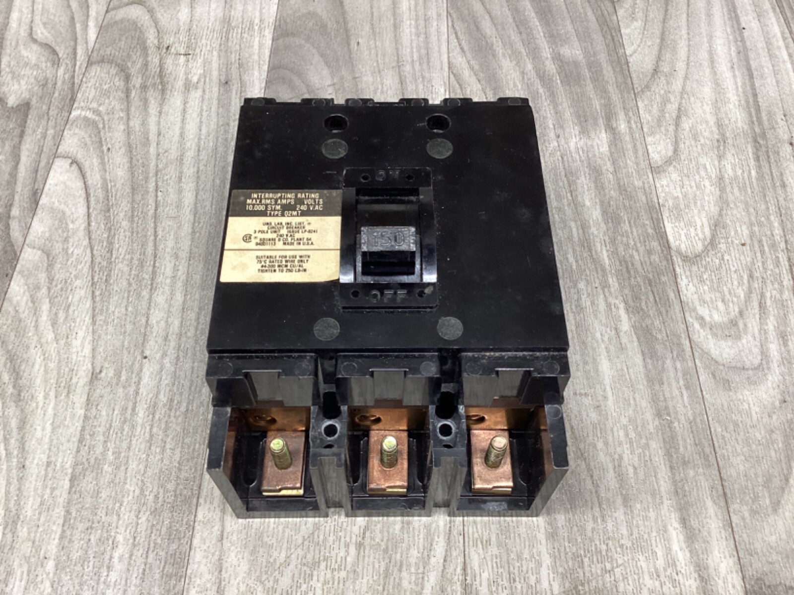 SQUARE D Q2M3150MT 150 AMP CIRCUIT BREAKER 3 POLE 240V 150A #38A87PR2*CO