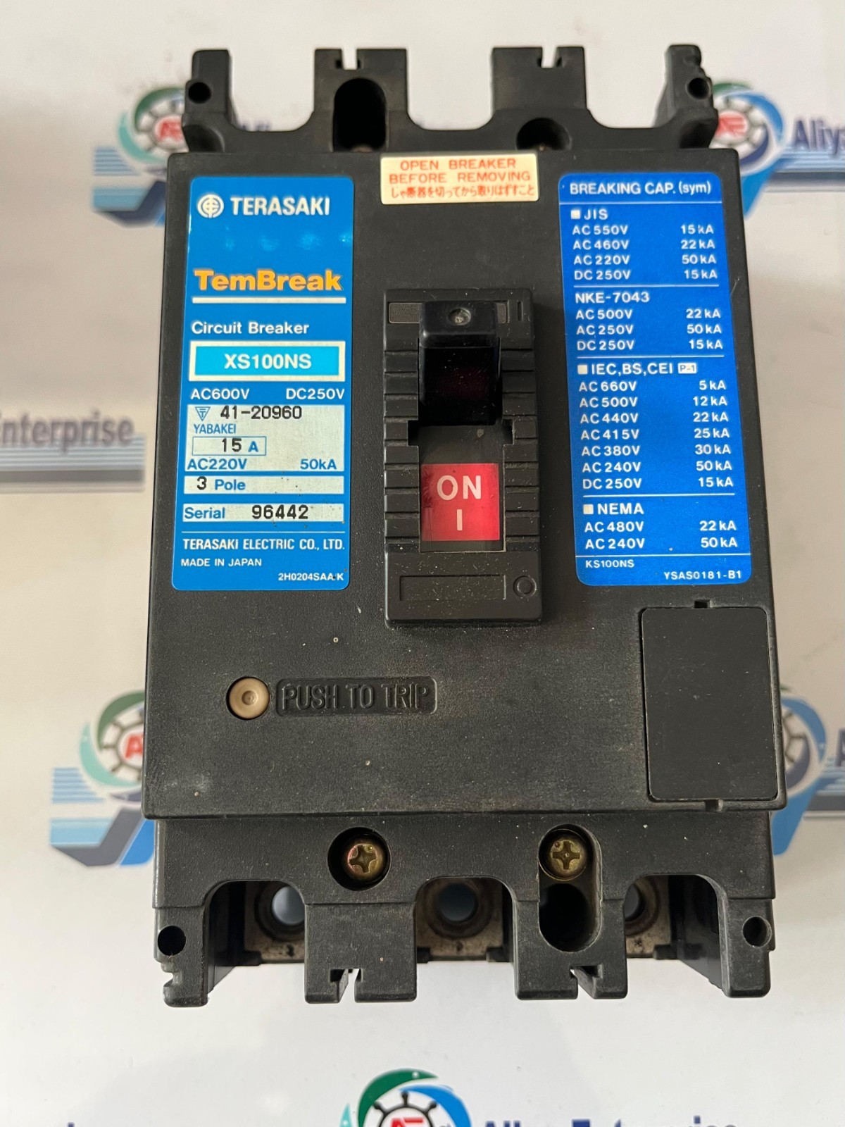 TERASAKI XS100NS 15A 3POLE CIRCUIT BREAKER FREE FAST SHIPPING MADE IN JAPAN