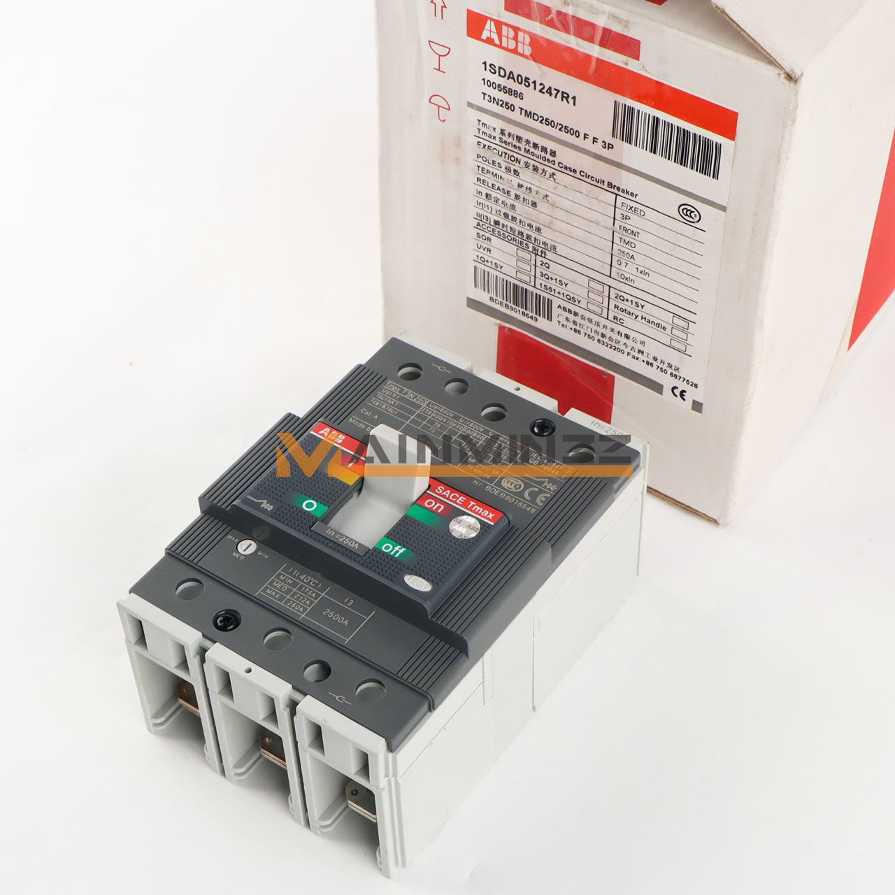 One New ABB TMAX T3N250 TMD250/2500 FF 3P 250A 1SDA051247R1 Circuit Breaker