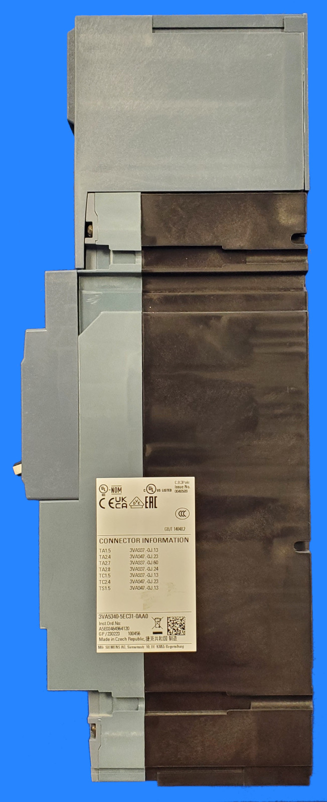 SIEMENS 3VA5340-5EC31-0AA0 CIRCUIT BREAKER 400A 3POLE 600VOLT