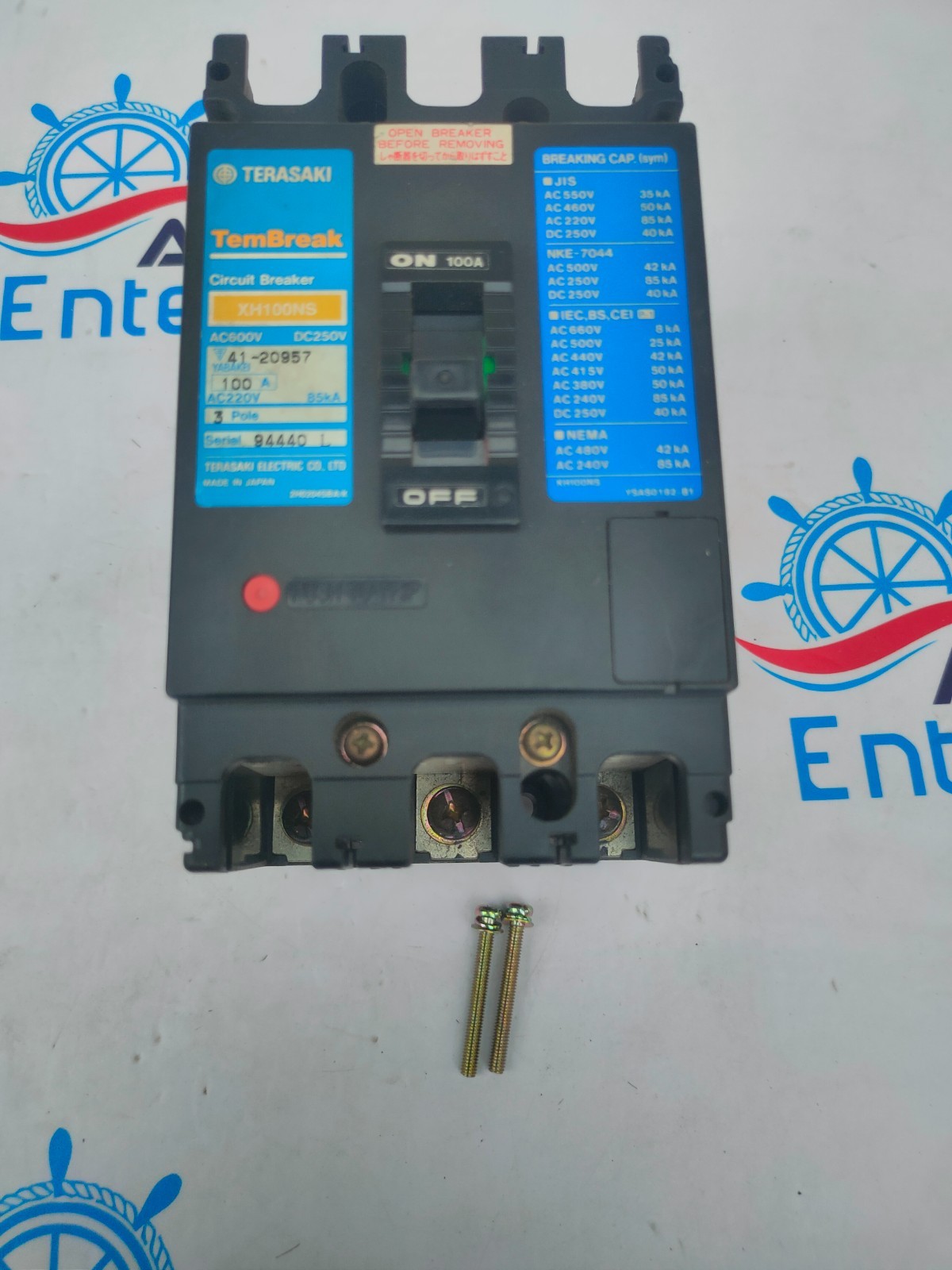 TERASAKI TEMBREAK CIRCUIT BREAKER XH100NS 100A 3 POLE