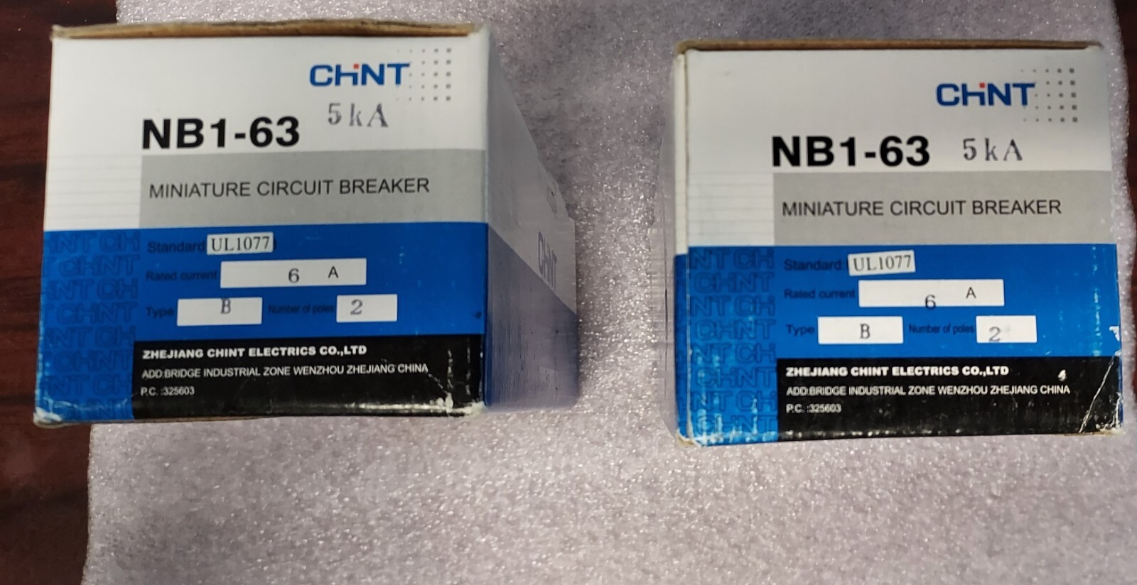 PN# NB1-63-2P-6A-B, – CHINT ELECTRONICS – CIRCUIT BREAKER 2 POLE 6 AMP TYPE B