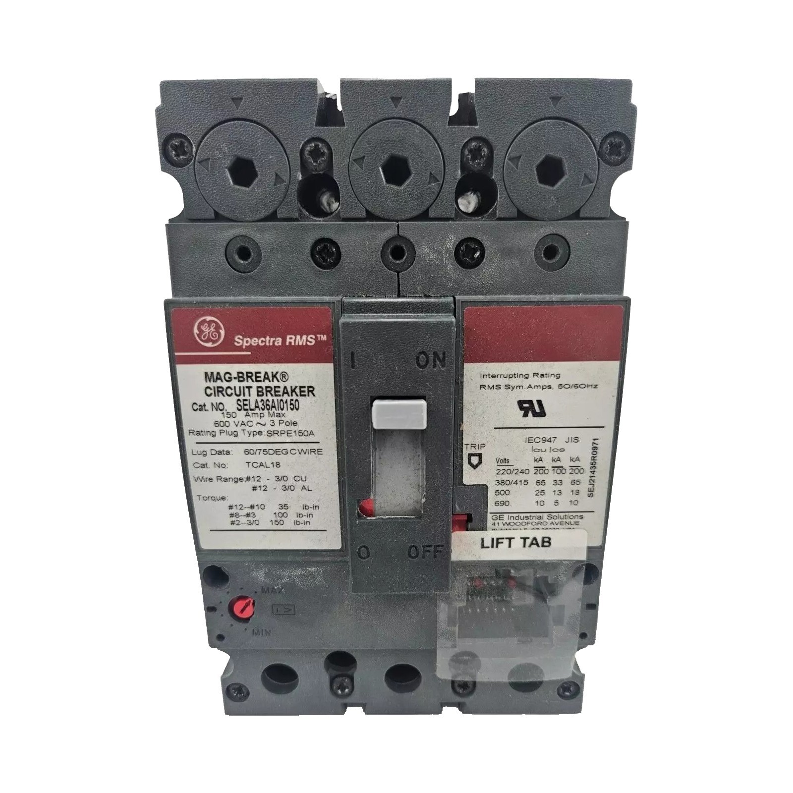 NIB – GE – SELA36AI0150 – E-Frame 3P 600V 150A Mag Circuit Breaker