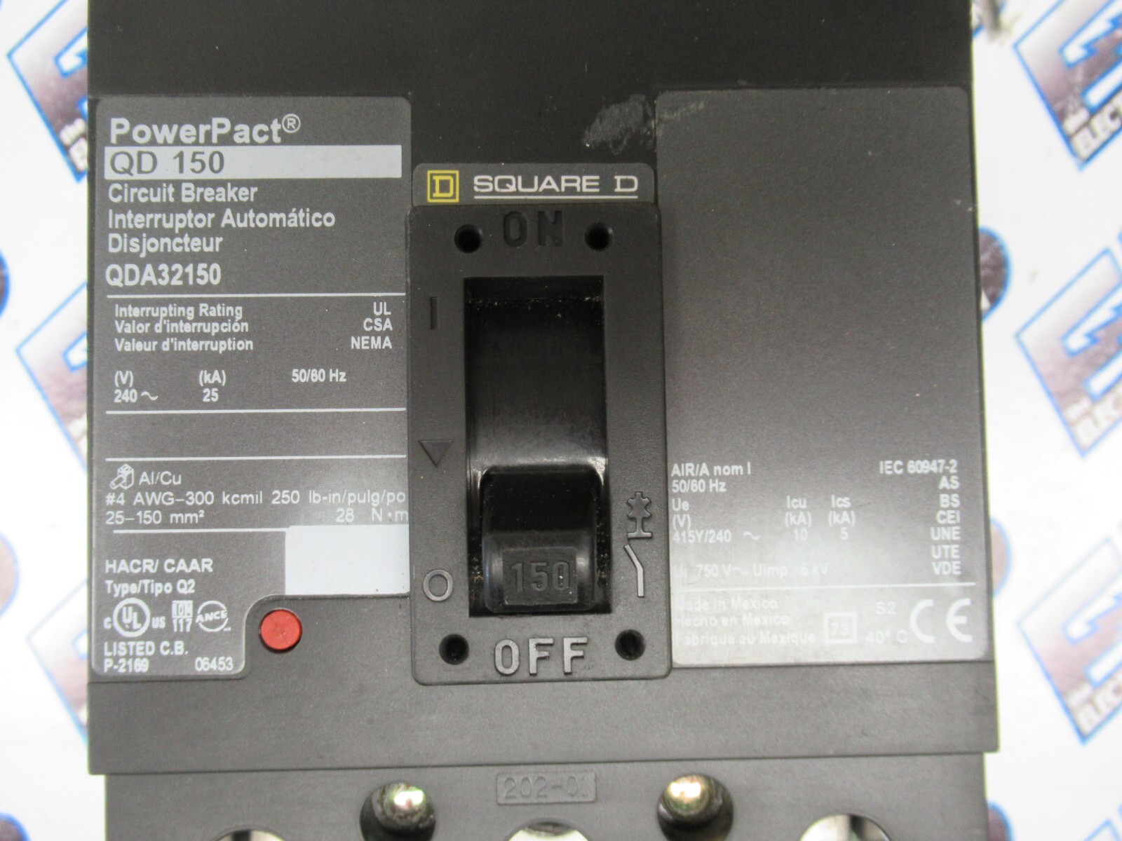 Square D QDA32150, 150 Amp, 240 Volt, 3 Pole, Circuit Breaker- NEW-S