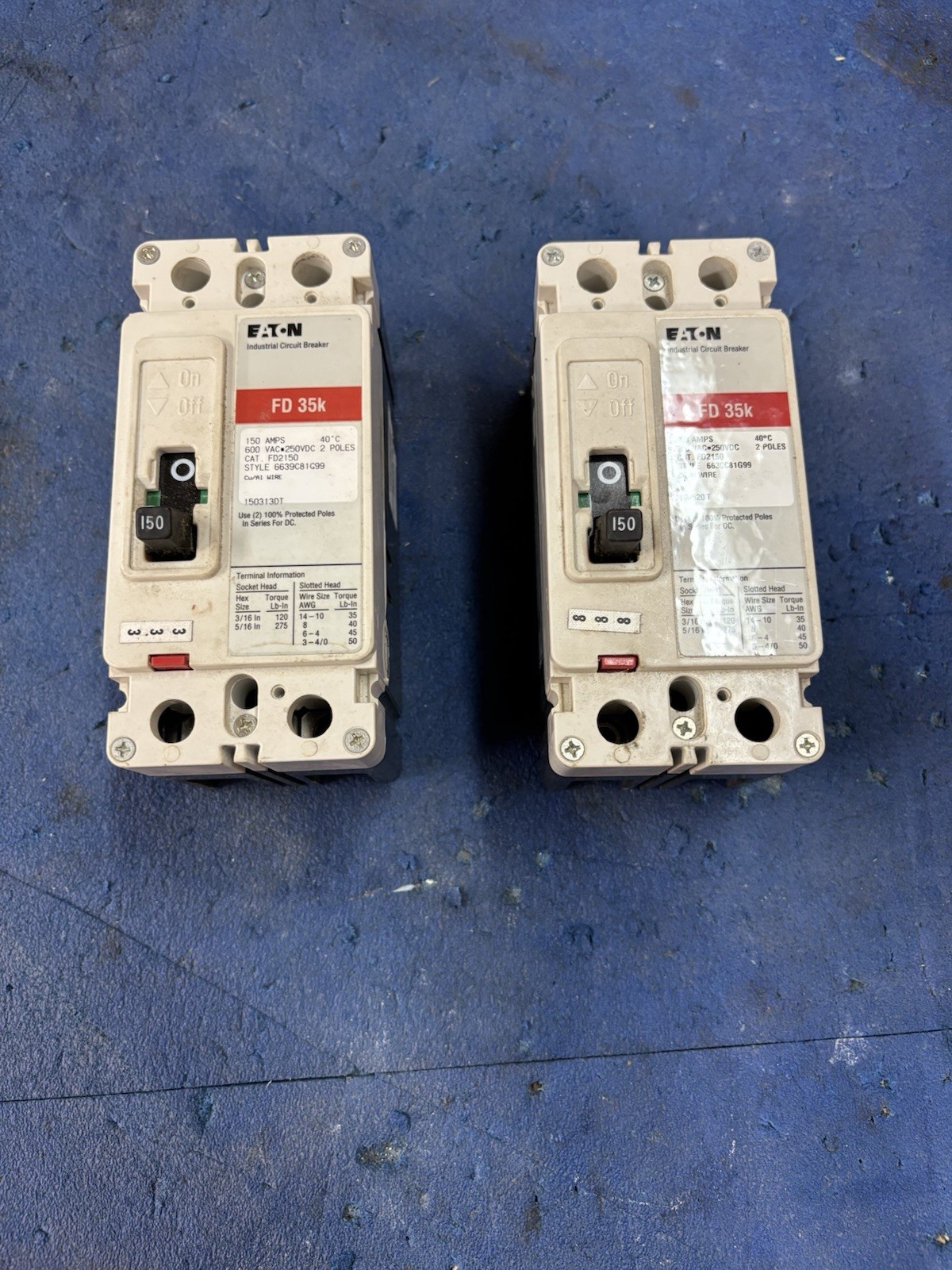 Eaton FD2150 2 pole 150 amp Circuit Breaker 240-600vac MFG Date 2023