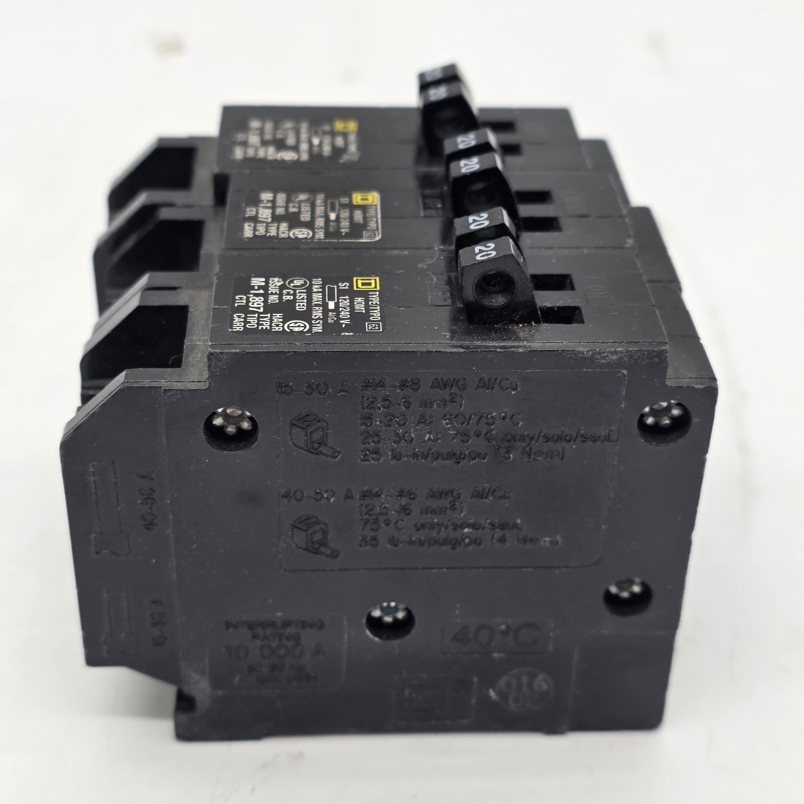 Lot of 3 Square D HOMT2020 Tandem 20 Amp Twin Circuit Breakers 120/240V