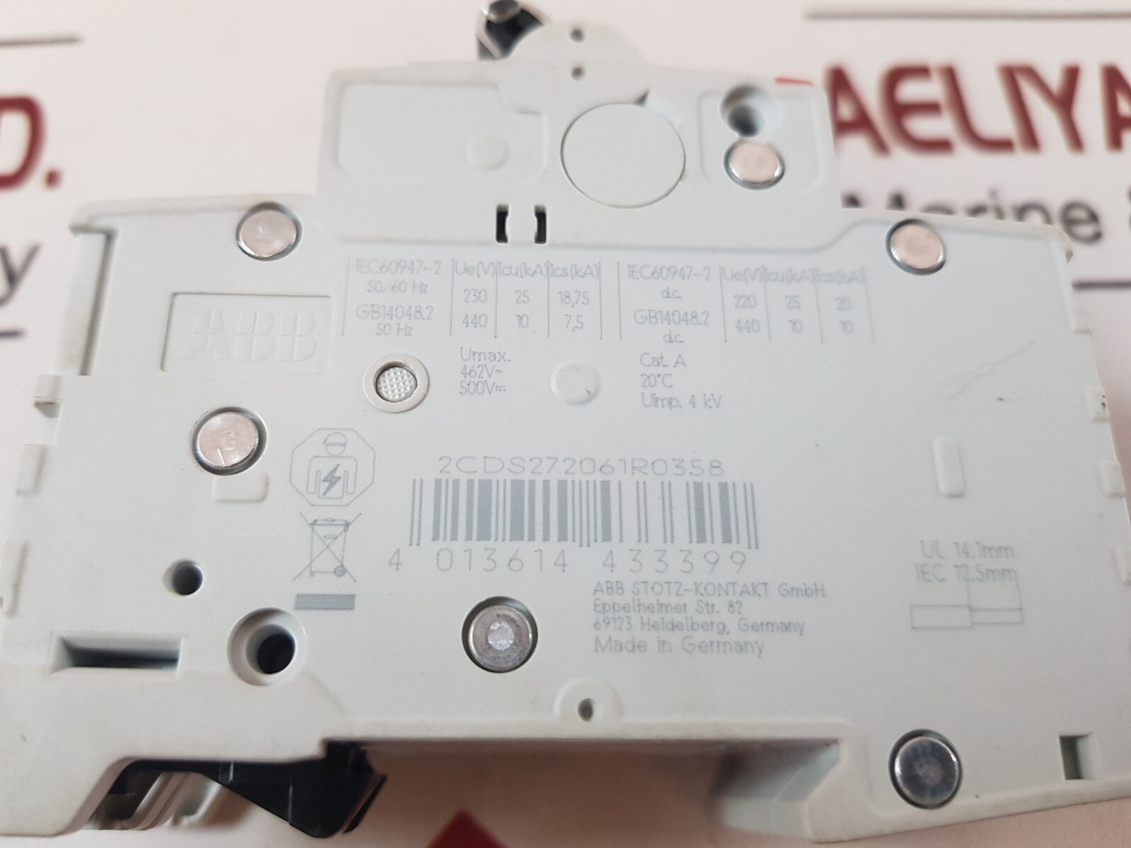 Abb S202m Z5a UC Circuit Breaker 500vdc 50/60hz