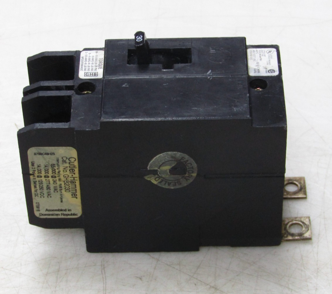 🙌 CUTLER-HAMMER 30 AMP CIRCUIT BREAKER 480Y/277 VAC 125/250 VDC 2 POLE GHB2030