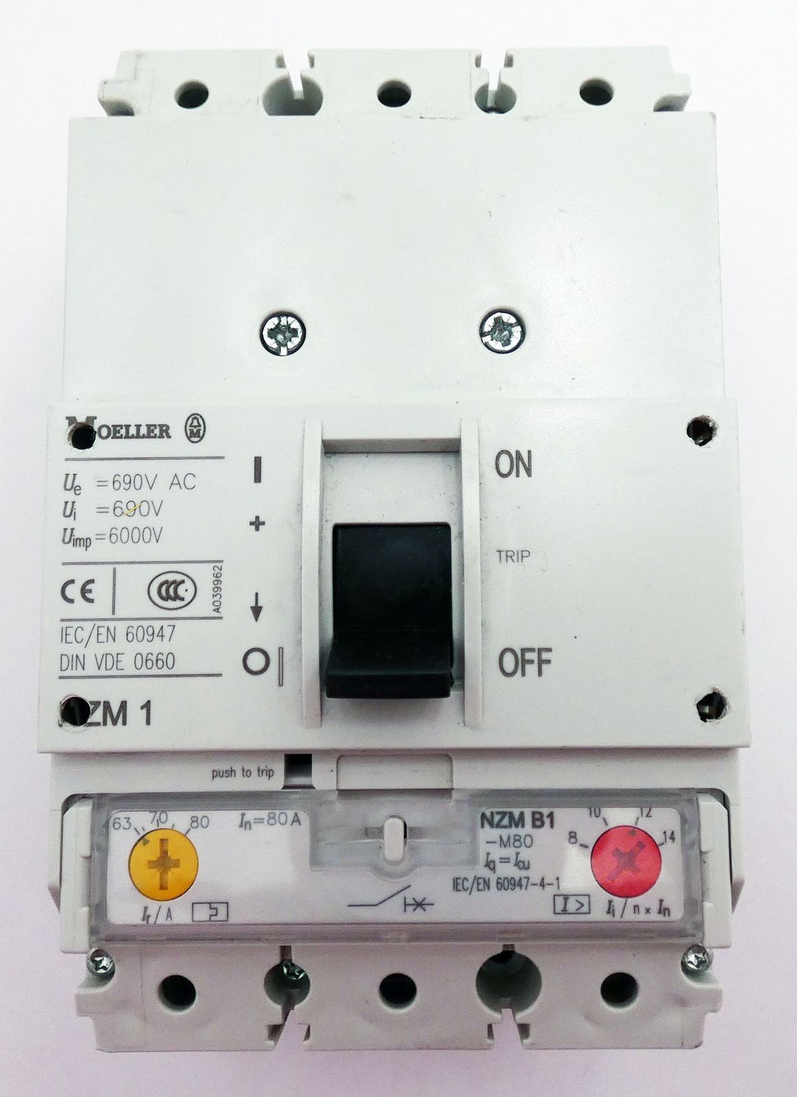 Eaton Moeller NZM 1 NZM B1 80A Circuit Breaker -used-
