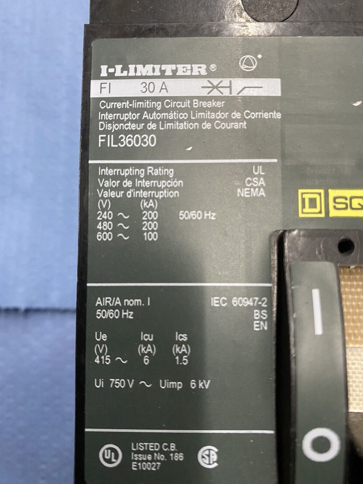 Square D Schneider FIL 30A I-Limiter FIL36030 480V 600V Breaker *Guaranteed*