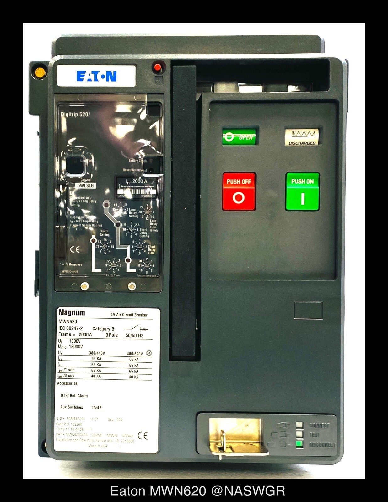 Eaton Magnum IEC MWN620 Circuit Breaker MO/DO – 2000A – Unused/Warranty
