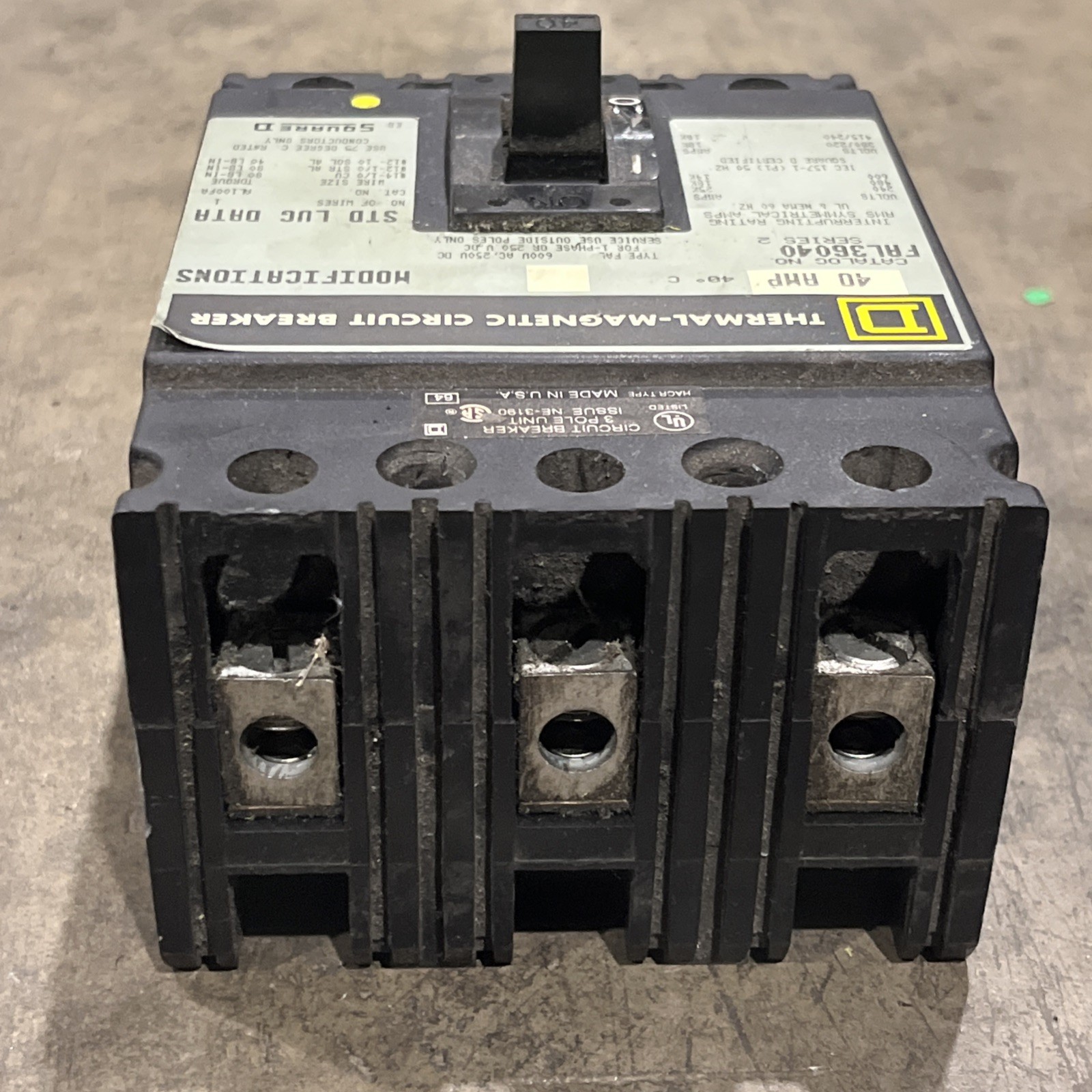 🔥Square D FAL36040 40A 600V 3-Pole Circuit Breaker, Used Free Shipping🇺🇸
