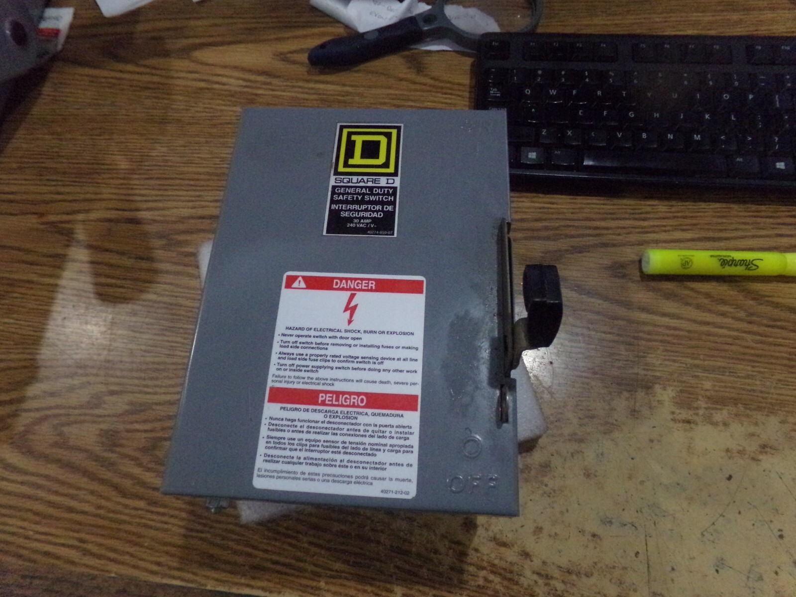 Square D Model: D221N Type 1 Indoor Enclosure with LPNRK-30SP Fuses. Series E2