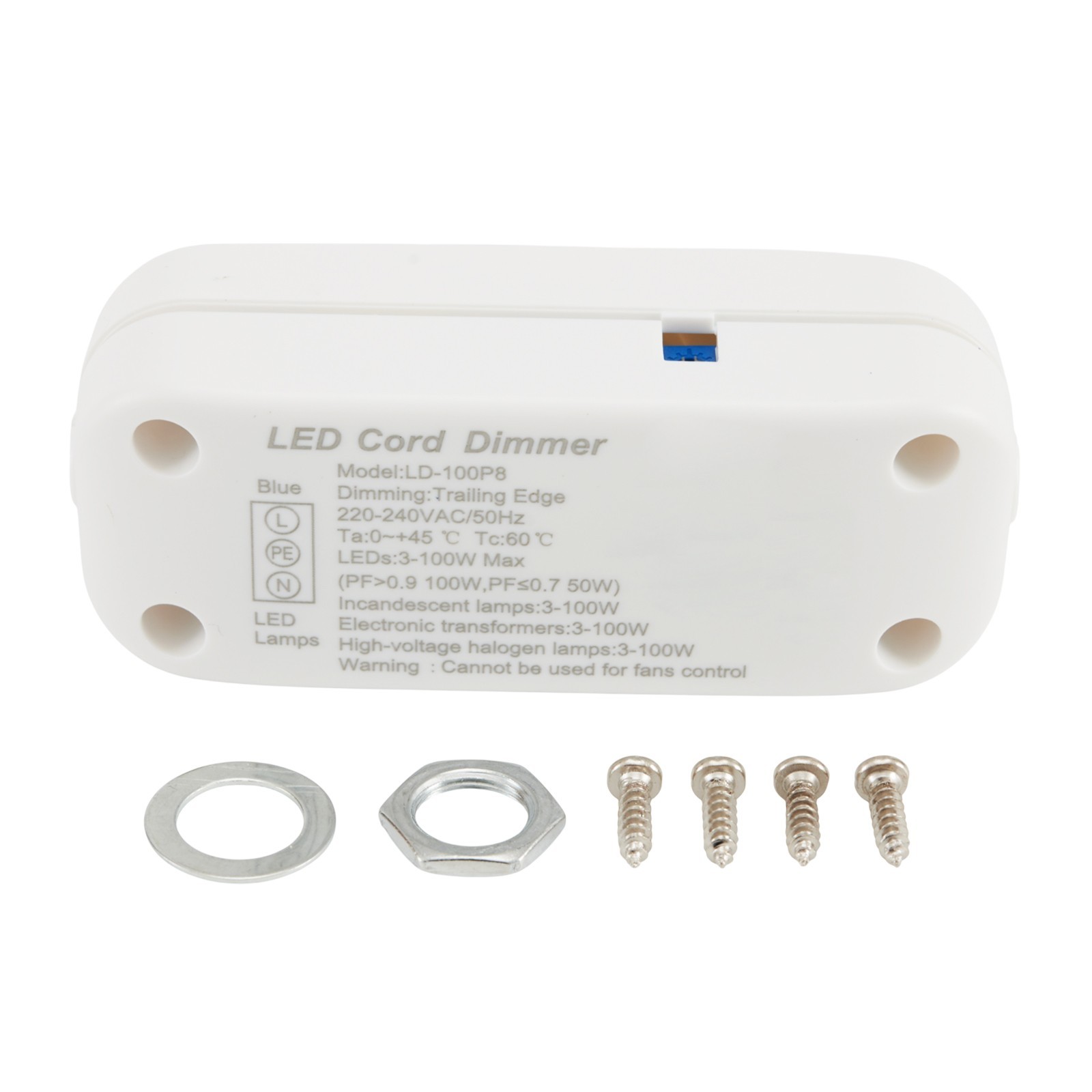 1pc LED Dimmer Switch,220V-240V Push ON/OFF Rotary Dimming,Inline Dimmer Switch