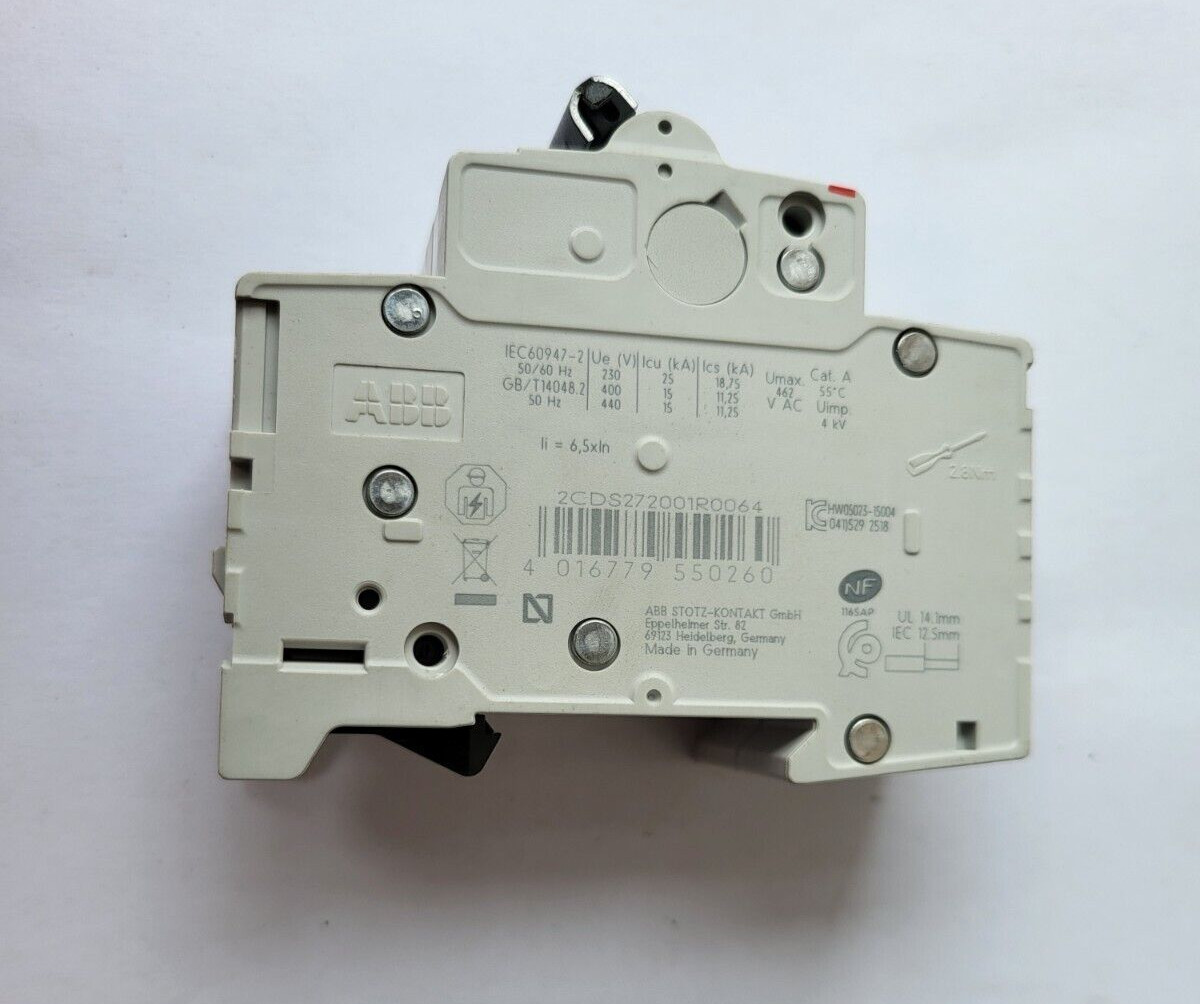 ABB S202M-C6 2CDS272001R0064 2 POLE CIRCUIT BREAKER (BR5.5BB2)