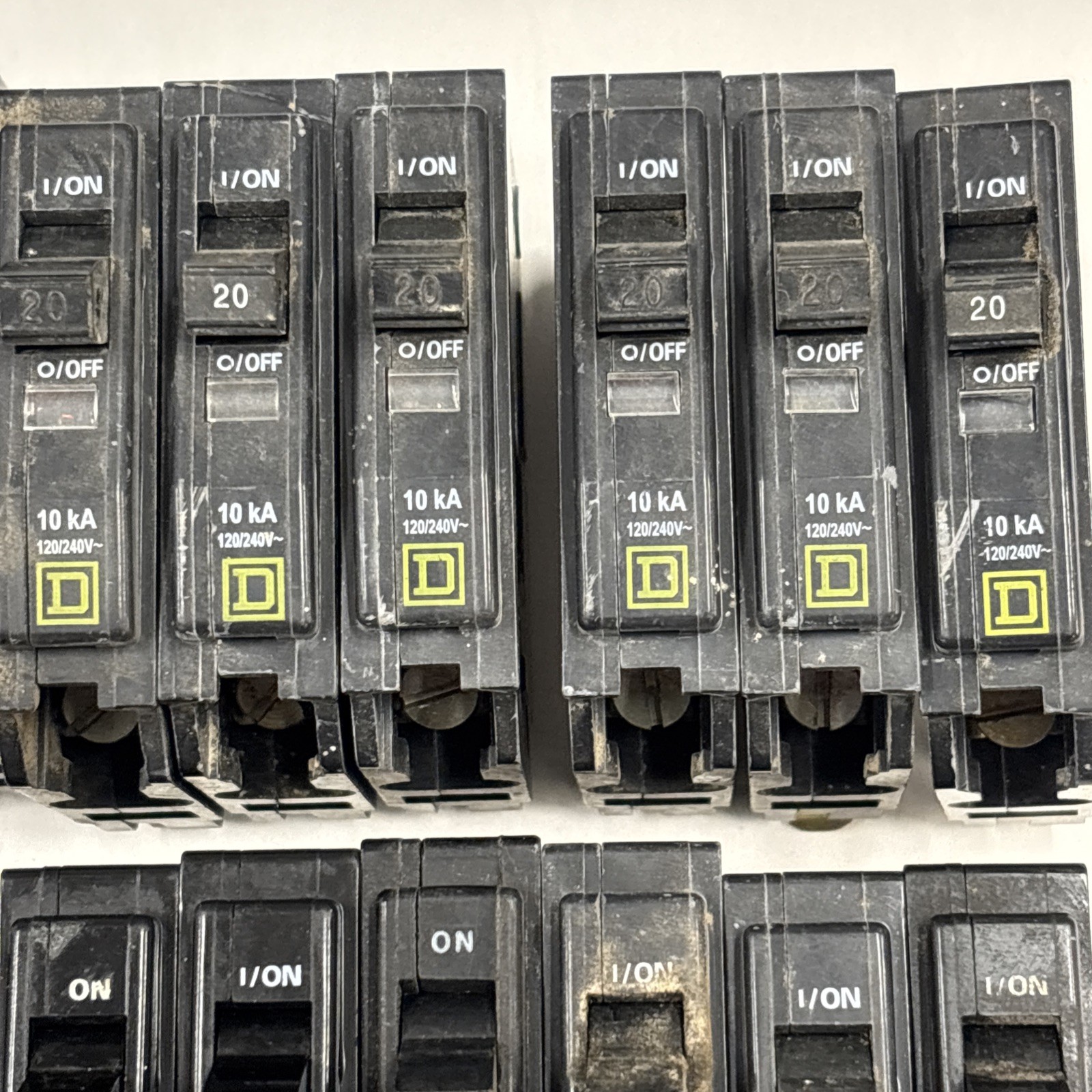 SQUARE D QO120 20A Circuit Breakers Type Q0 120/240V 1-Pole LOT OF 6