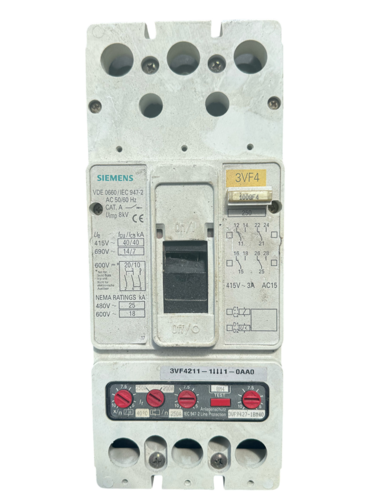 Siemens 3VF4 | 3VF4211-1BM40-0AA0 | 160A | 3-Pole | 600V | Circuit Breaker
